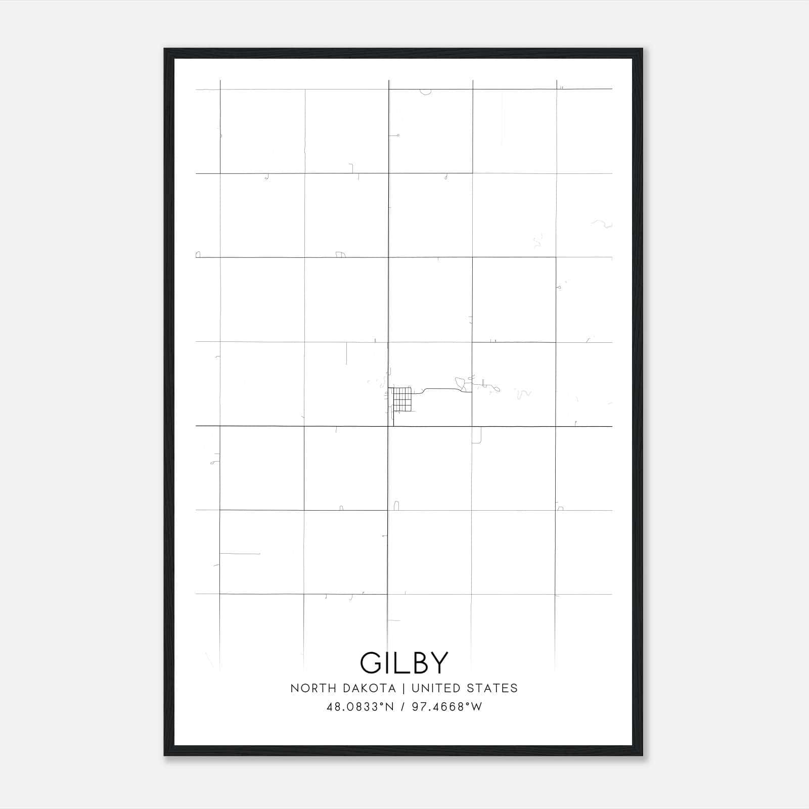 Gilby North Dakota Map Poster, Modern Home Decor Wall Art Print Gilby North Dakota Map Poster, Modern Home Decor Wall Art Print