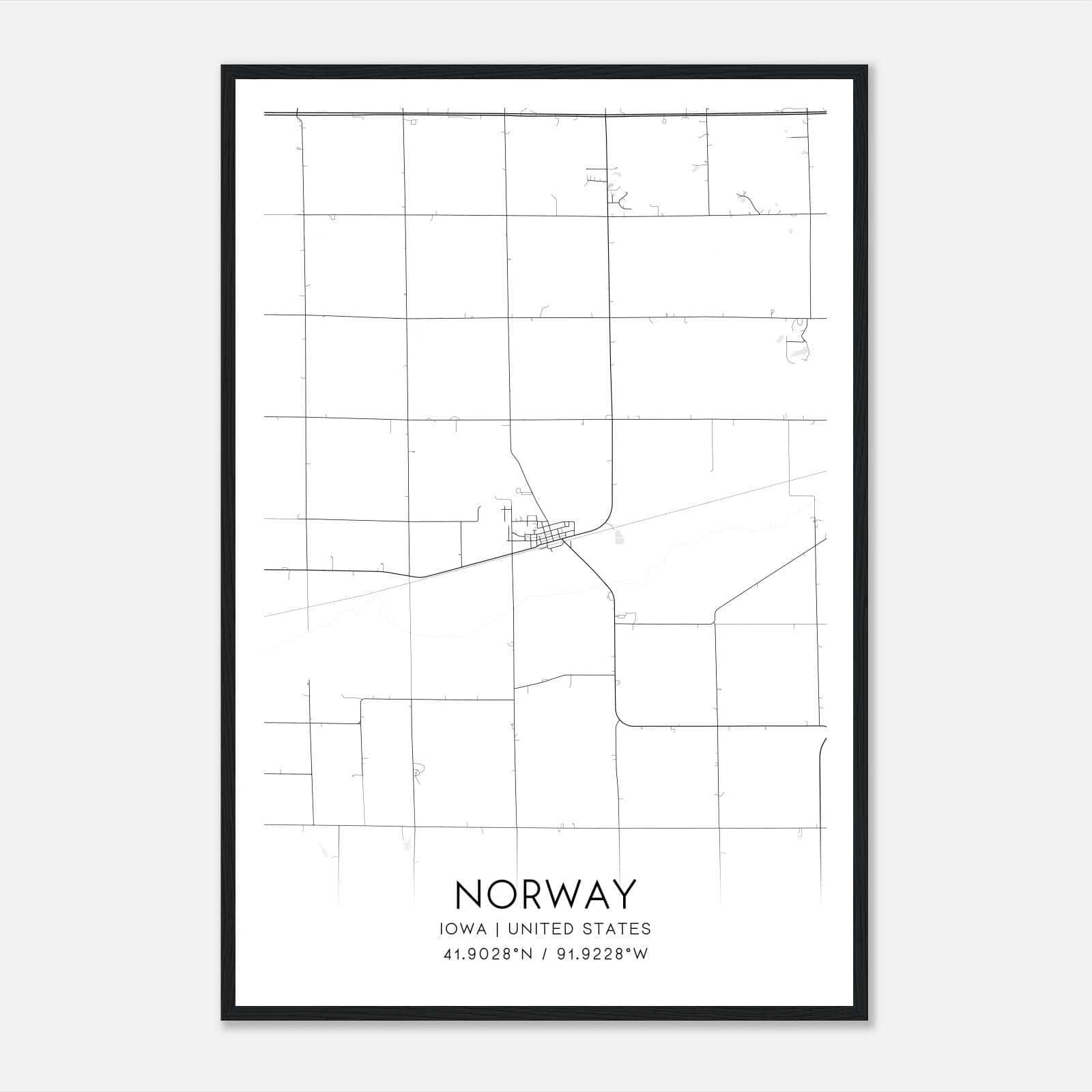 Norway Iowa Map Poster, Modern Home Decor Wall Art Print Norway Iowa Map Poster, Modern Home Decor Wall Art Print