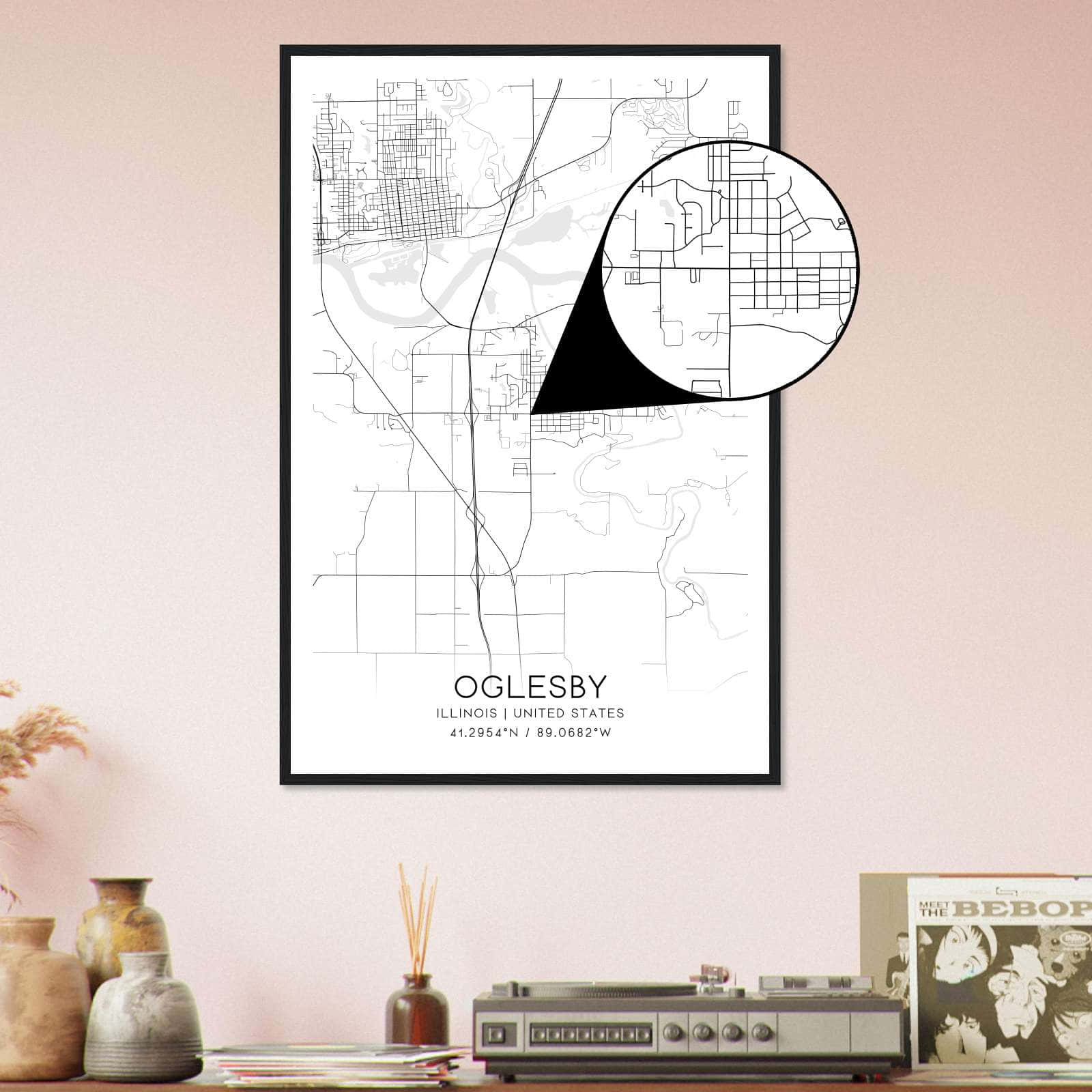 Deerfield Kansas Map Poster, Modern Home Decor Wall Art Print (Copy)