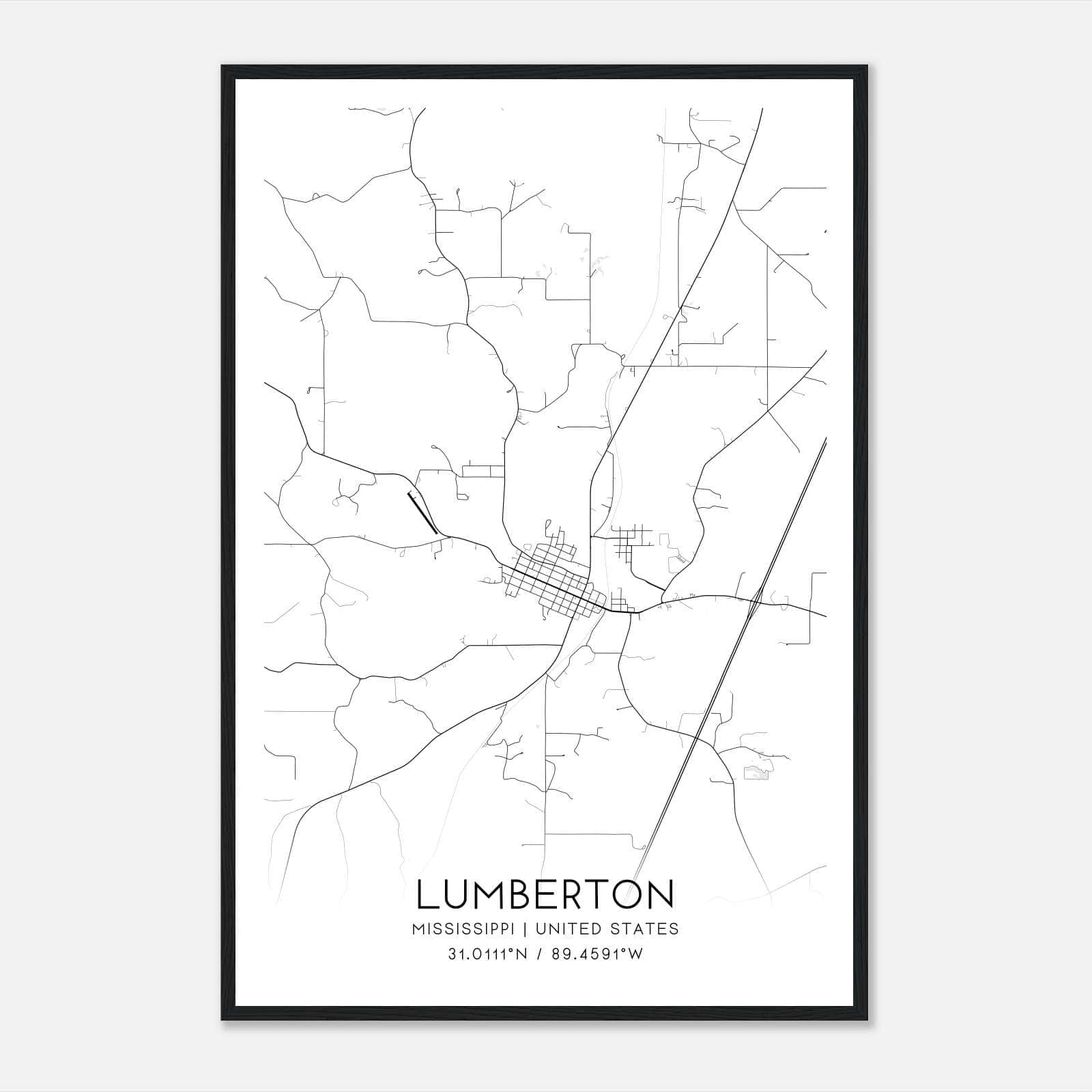 Lumberton Mississippi Map Poster, Modern Home Decor Wall Art Print Lumberton Mississippi Map Poster, Modern Home Decor Wall Art Print