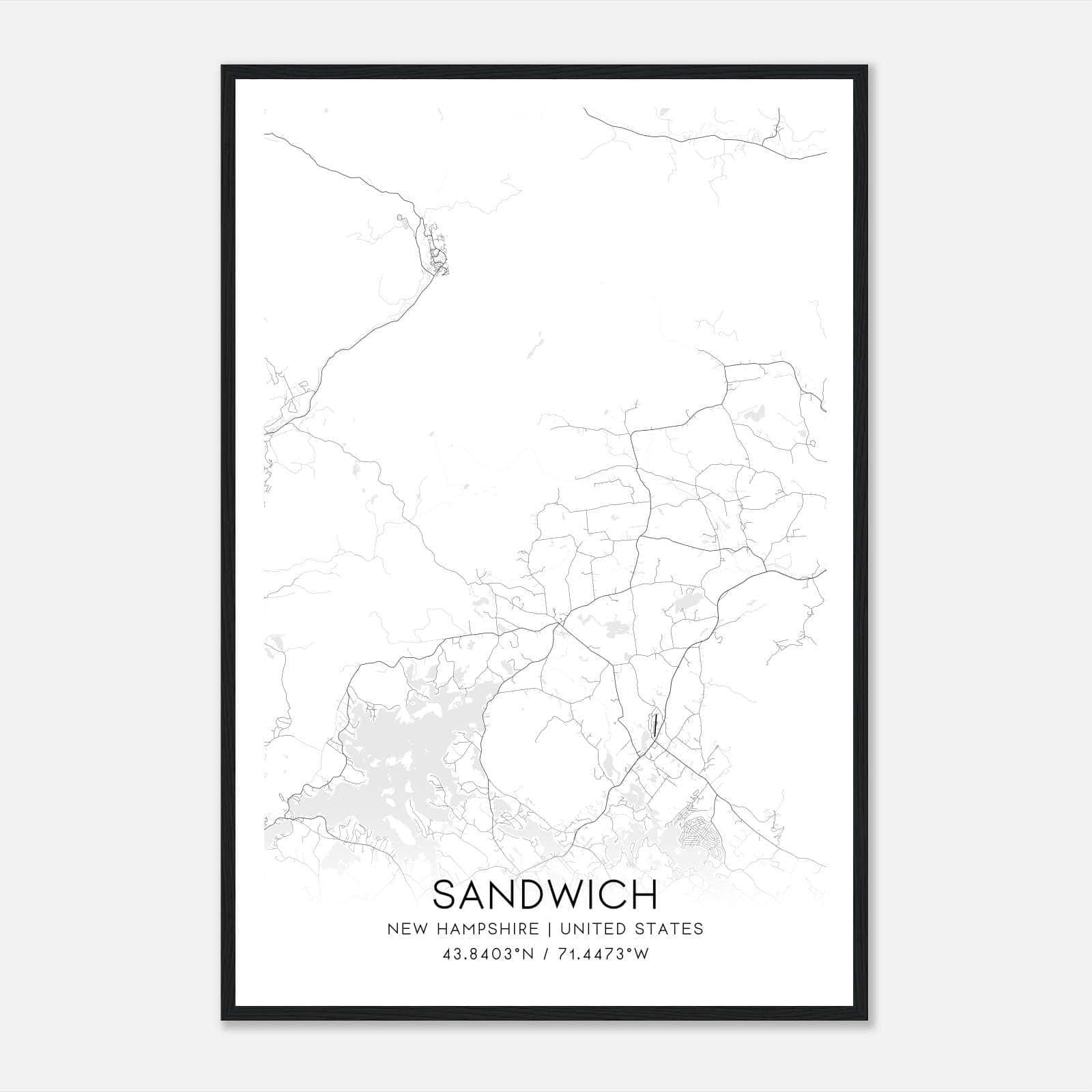 Sandwich New Hampshire Map Poster, Modern Home Decor Wall Art Print Sandwich New Hampshire Map Poster, Modern Home Decor Wall Art Print