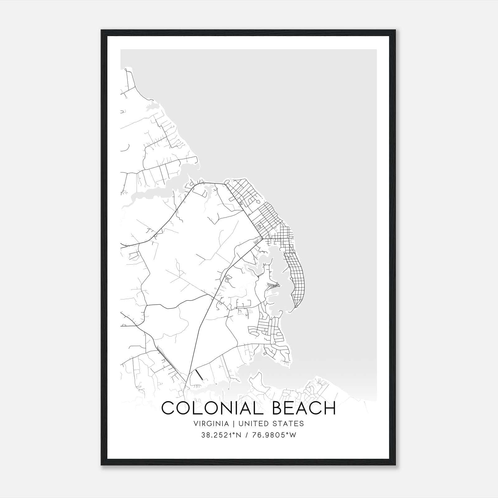 Colonial Beach Virginia Map Poster, Modern Home Decor Wall Art Print Colonial Beach Virginia Map Poster, Modern Home Decor Wall Art Print