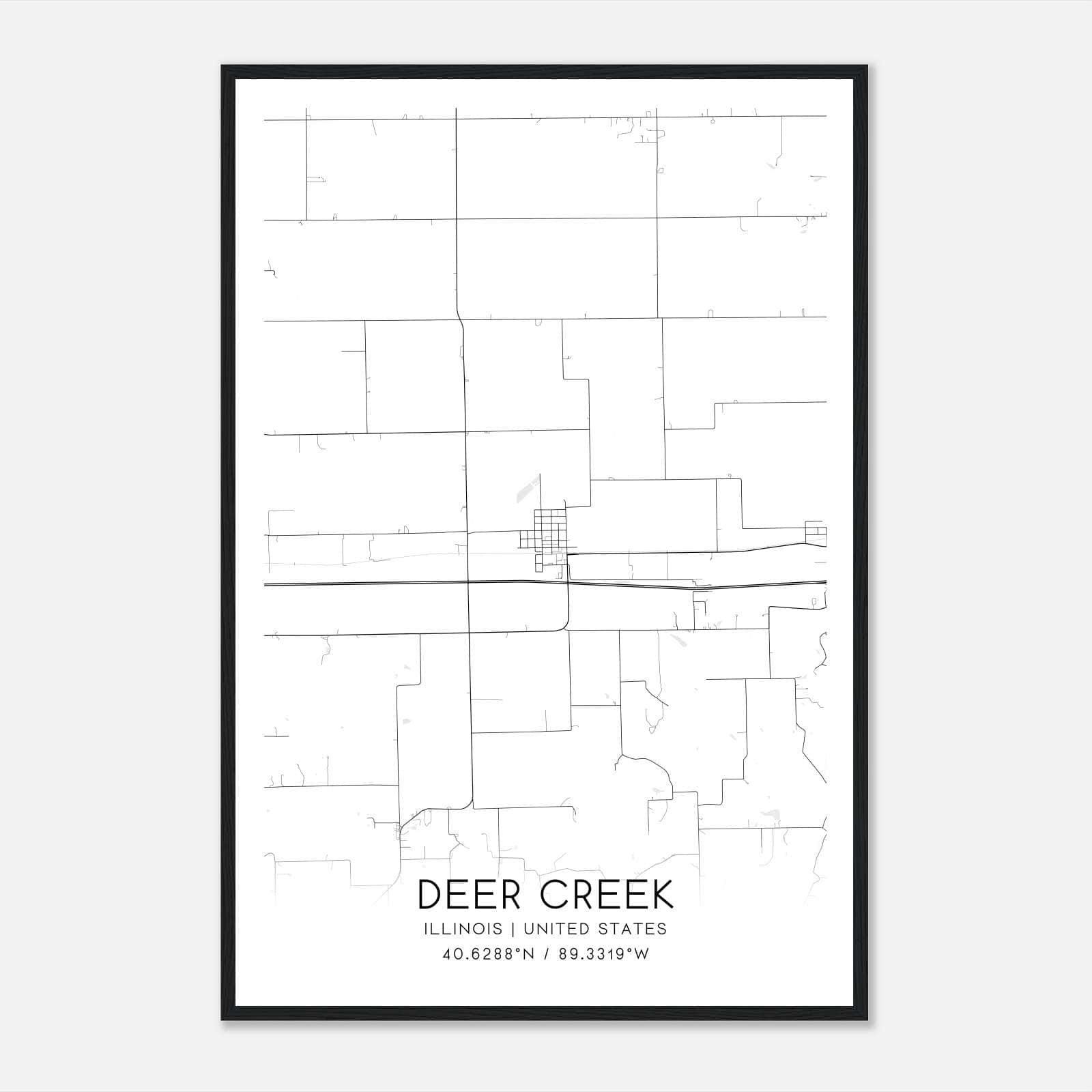 Deer Creek Illinois Map Poster, Modern Home Decor Wall Art Print Deer Creek Illinois Map Poster, Modern Home Decor Wall Art Print