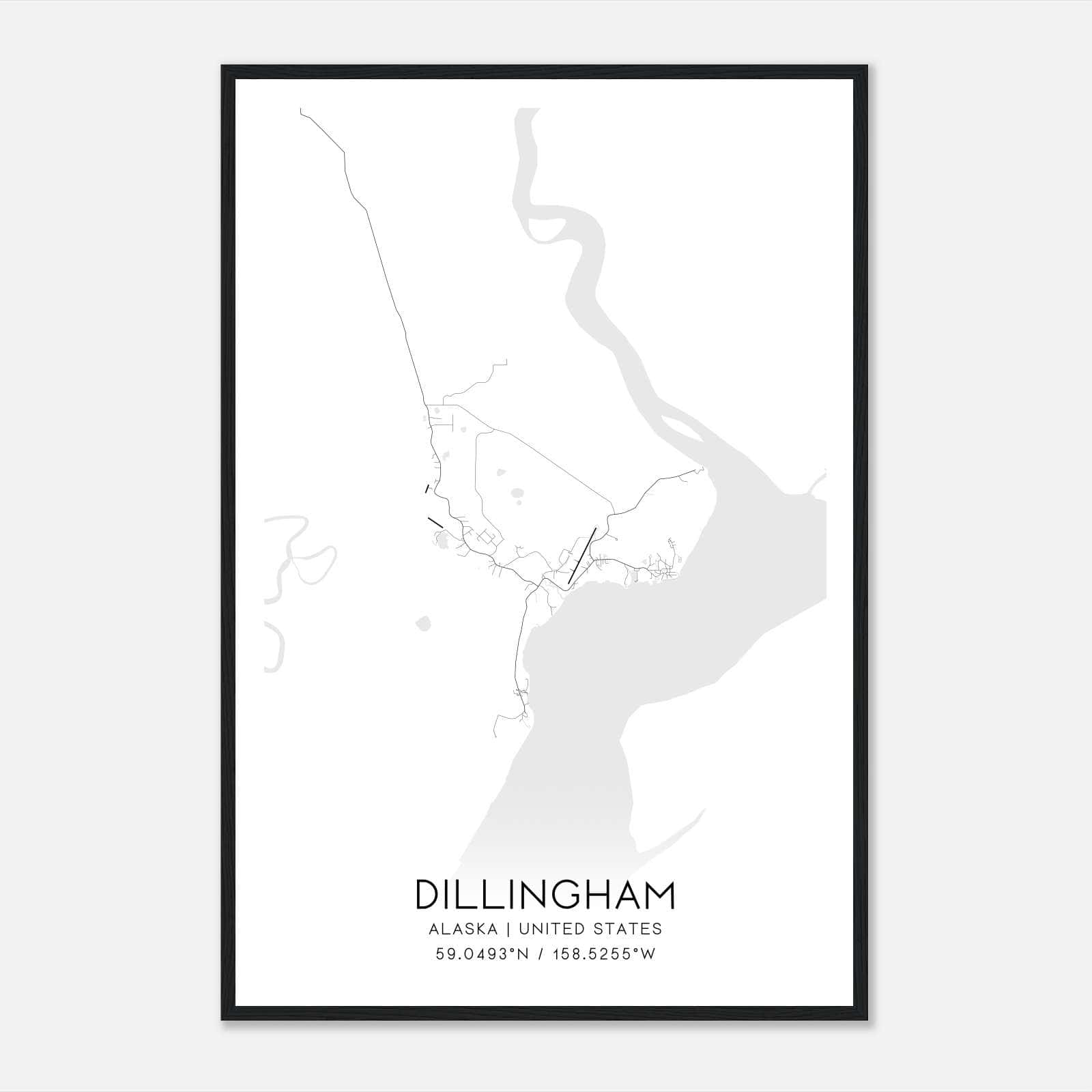 Dillingham Alaska Map Poster, Modern Home Decor Wall Art Print Dillingham Alaska Map Poster, Modern Home Decor Wall Art Print