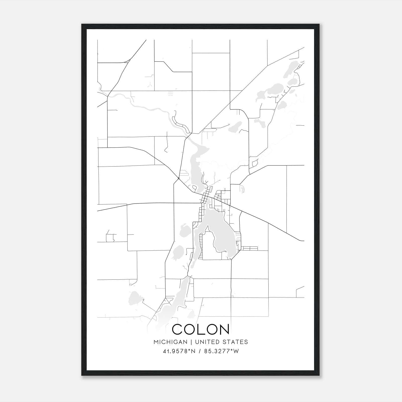 Colon Michigan Map Poster, Modern Home Decor Wall Art Print Colon Michigan Map Poster, Modern Home Decor Wall Art Print