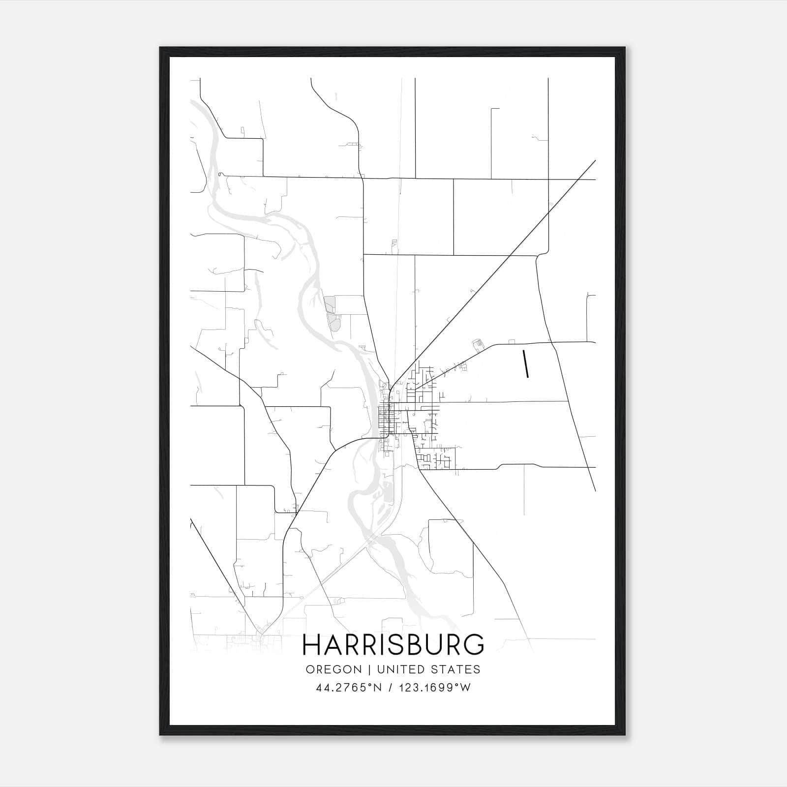 Harrisburg Oregon Map Poster, Modern Home Decor Wall Art Print Harrisburg Oregon Map Poster, Modern Home Decor Wall Art Print