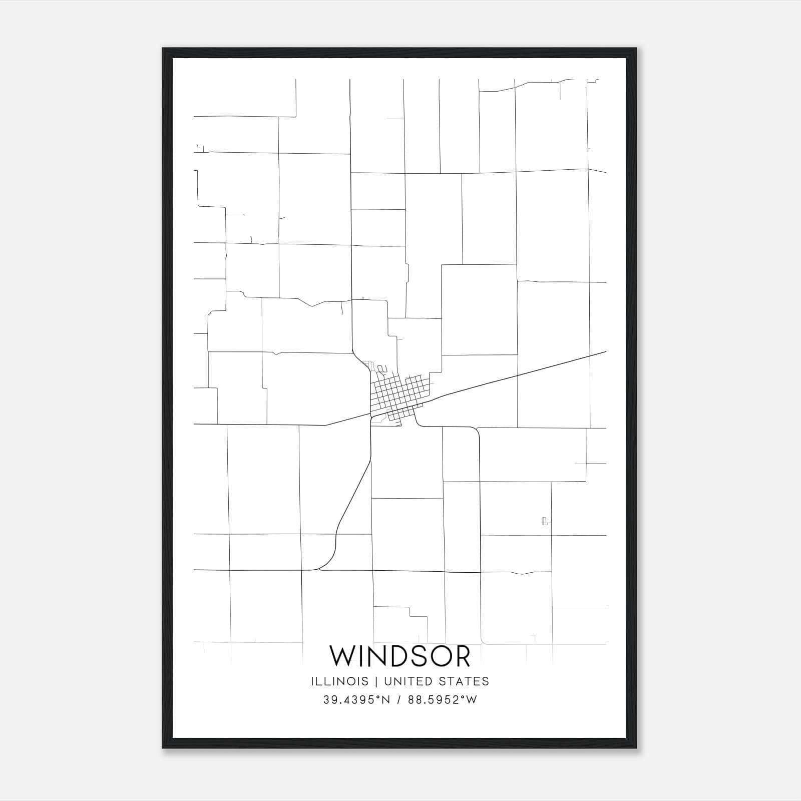 Windsor Illinois Map Poster, Modern Home Decor Wall Art Print Windsor Illinois Map Poster, Modern Home Decor Wall Art Print