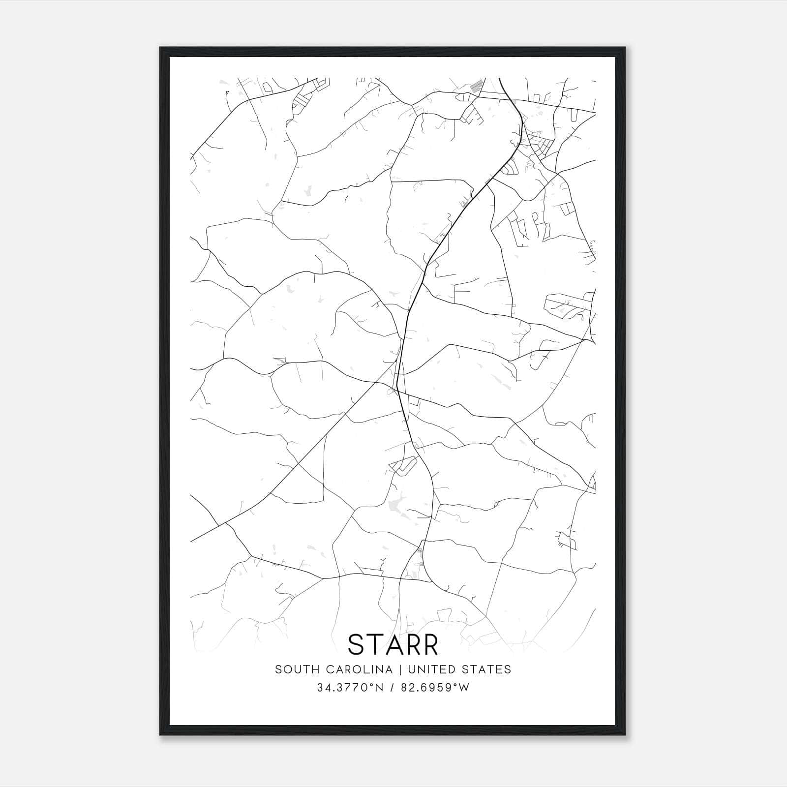Starr South Carolina Map Poster, Modern Home Decor Wall Art Print Starr South Carolina Map Poster, Modern Home Decor Wall Art Print