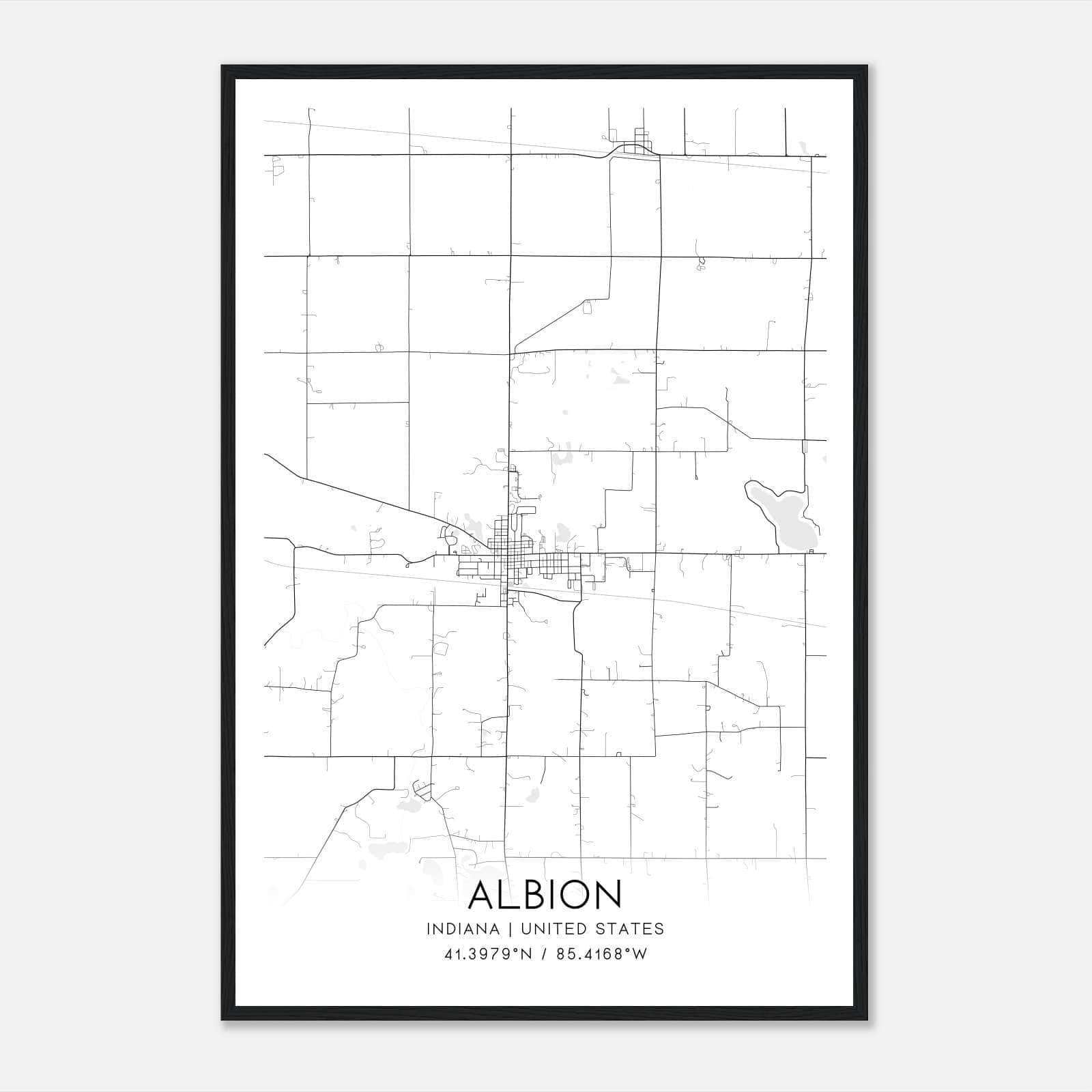 Albion Indiana Map Poster, Modern Home Decor Wall Art Print Albion Indiana Map Poster, Modern Home Decor Wall Art Print
