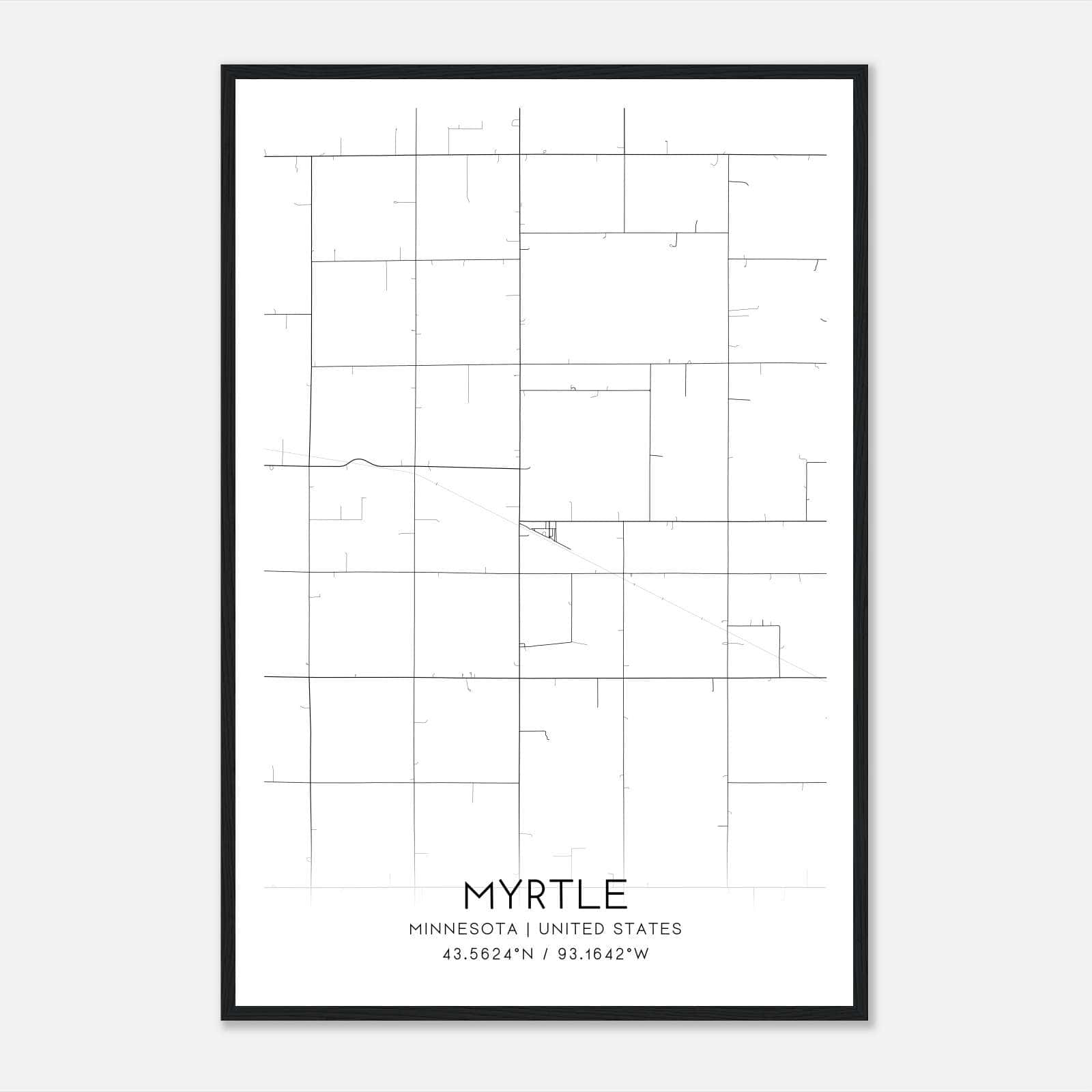 Myrtle Minnesota Map Poster, Modern Home Decor Wall Art Print Myrtle Minnesota Map Poster, Modern Home Decor Wall Art Print