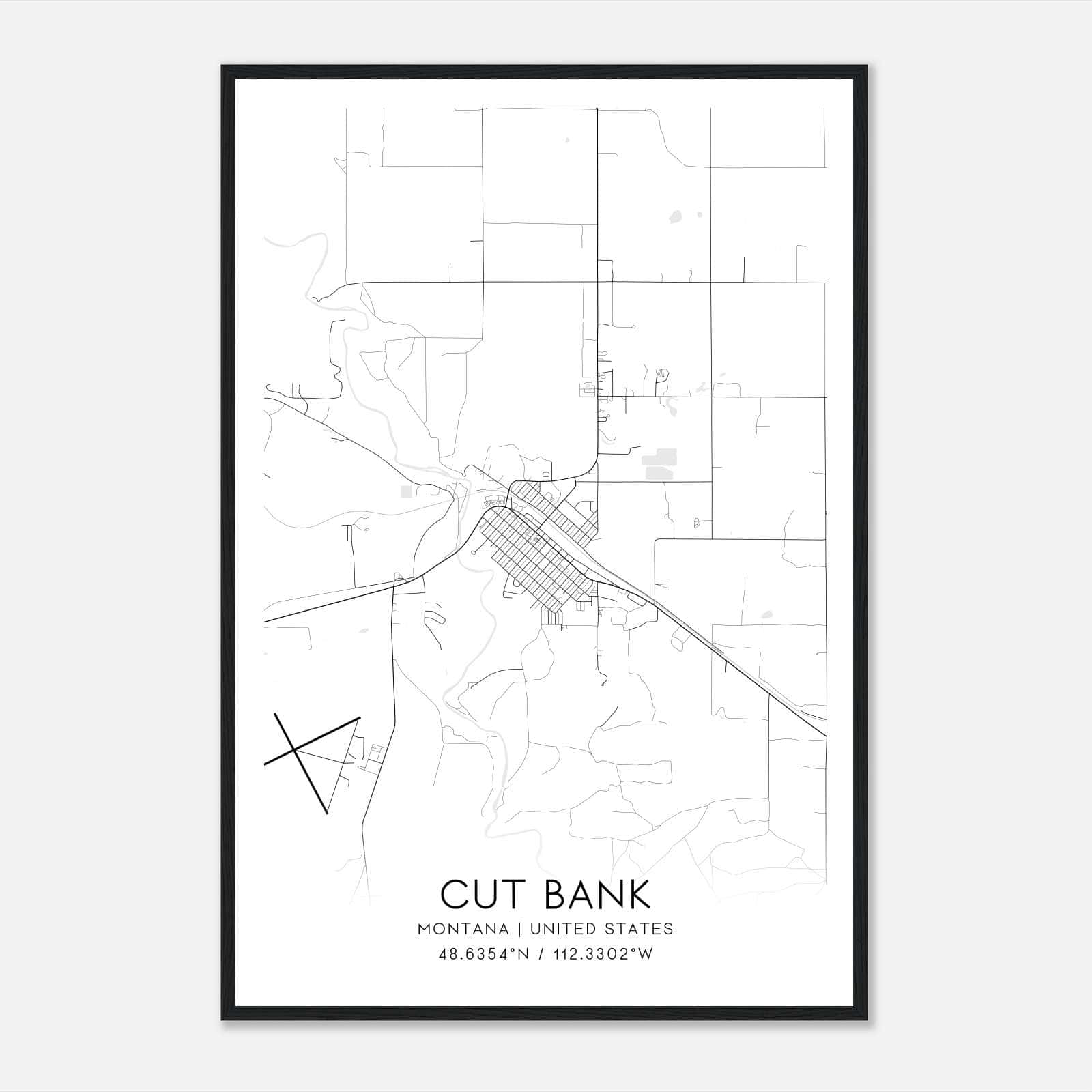 Cut Bank Montana Map Poster, Modern Home Decor Wall Art Print Cut Bank Montana Map Poster, Modern Home Decor Wall Art Print