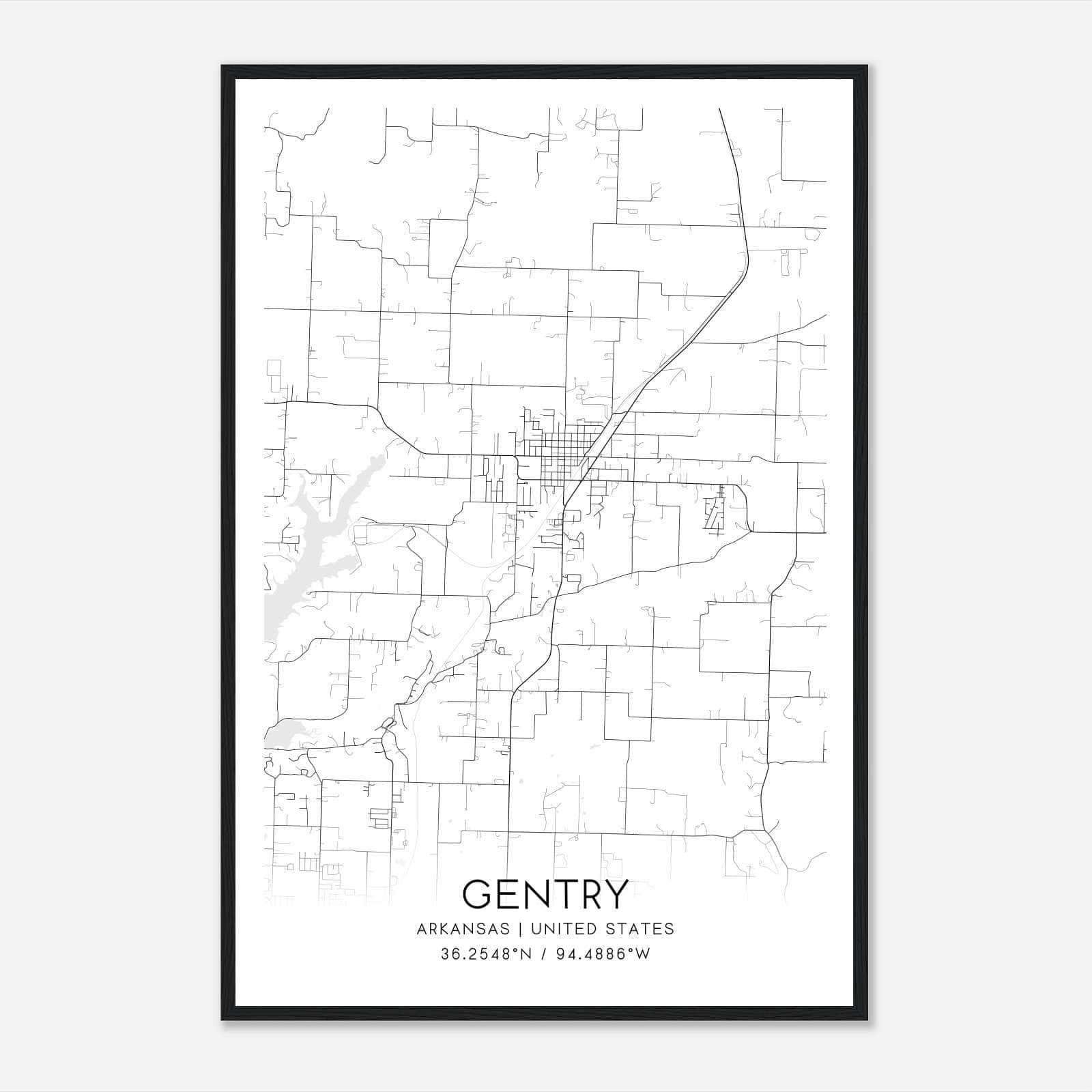 Gentry Arkansas Map Poster, Modern Home Decor Wall Art Print Gentry Arkansas Map Poster, Modern Home Decor Wall Art Print