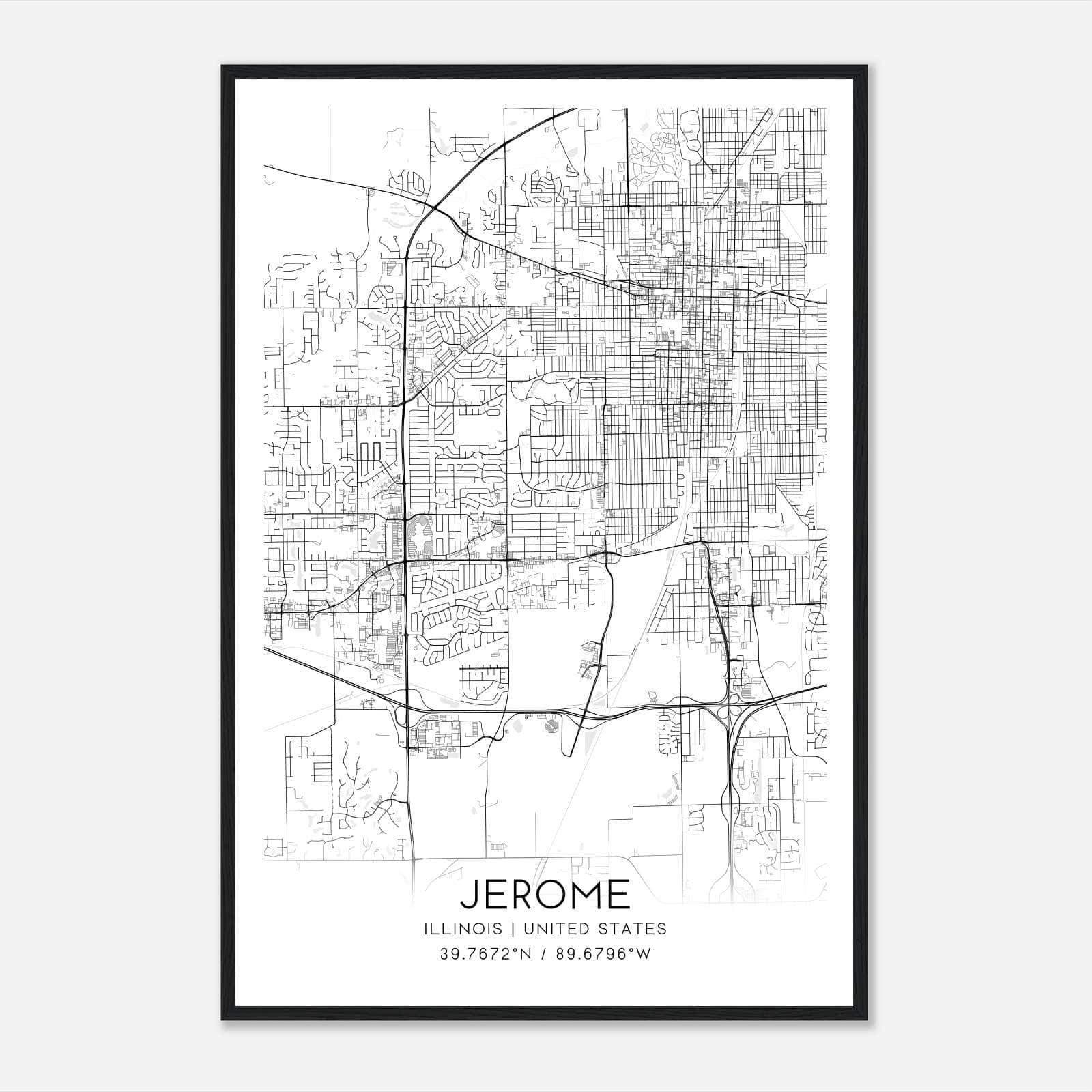 Jerome Illinois Map Poster, Modern Home Decor Wall Art Print Jerome Illinois Map Poster, Modern Home Decor Wall Art Print