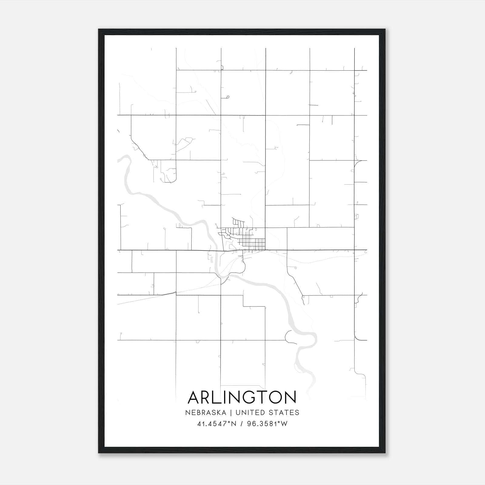 Arlington Nebraska Map Poster, Modern Home Decor Wall Art Print Arlington Nebraska Map Poster, Modern Home Decor Wall Art Print