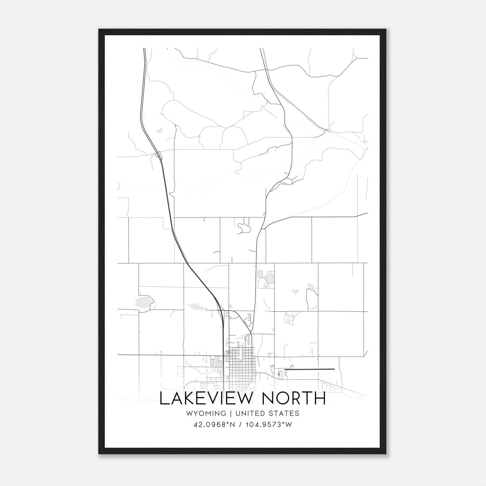 Lakeview North Wyoming Map Poster, Modern Home Decor Wall Art Print Lakeview North Wyoming Map Poster, Modern Home Decor Wall Art Print