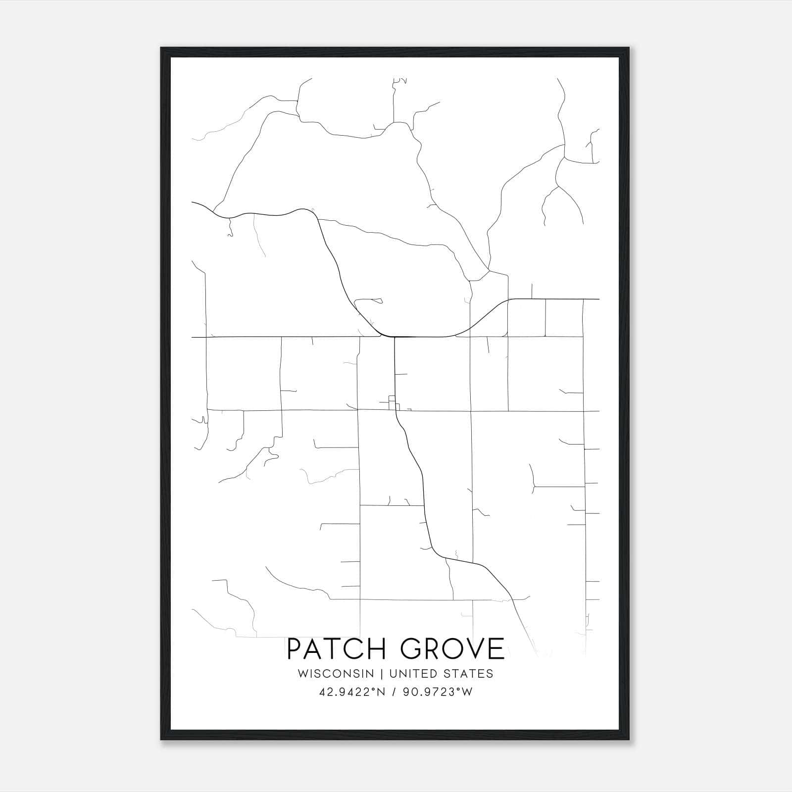 Patch Grove Wisconsin Map Poster, Modern Home Decor Wall Art Print Patch Grove Wisconsin Map Poster, Modern Home Decor Wall Art Print