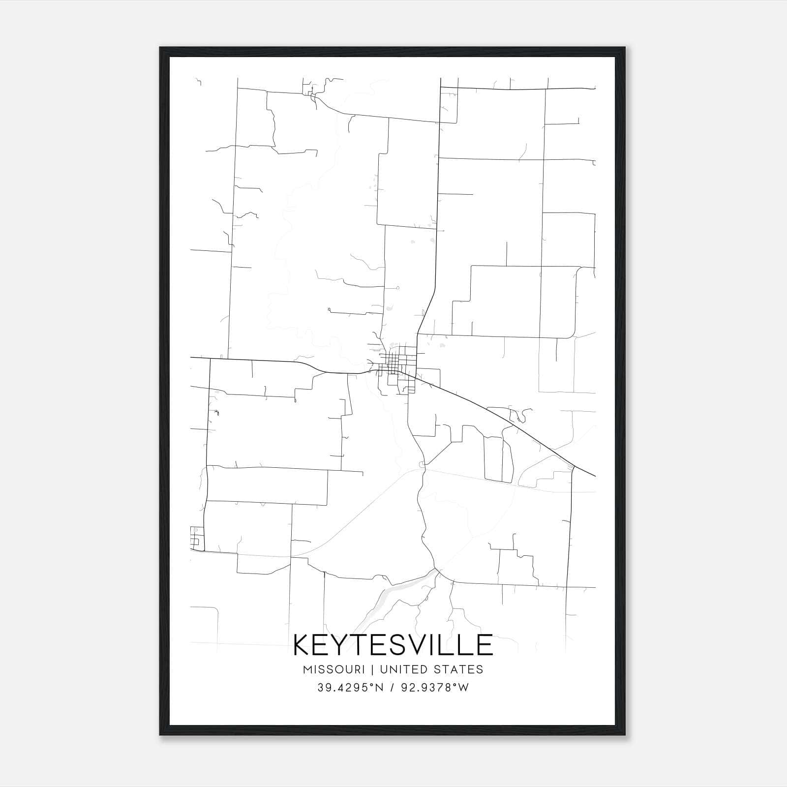 Keytesville Missouri Map Poster, Modern Home Decor Wall Art Print Keytesville Missouri Map Poster, Modern Home Decor Wall Art Print