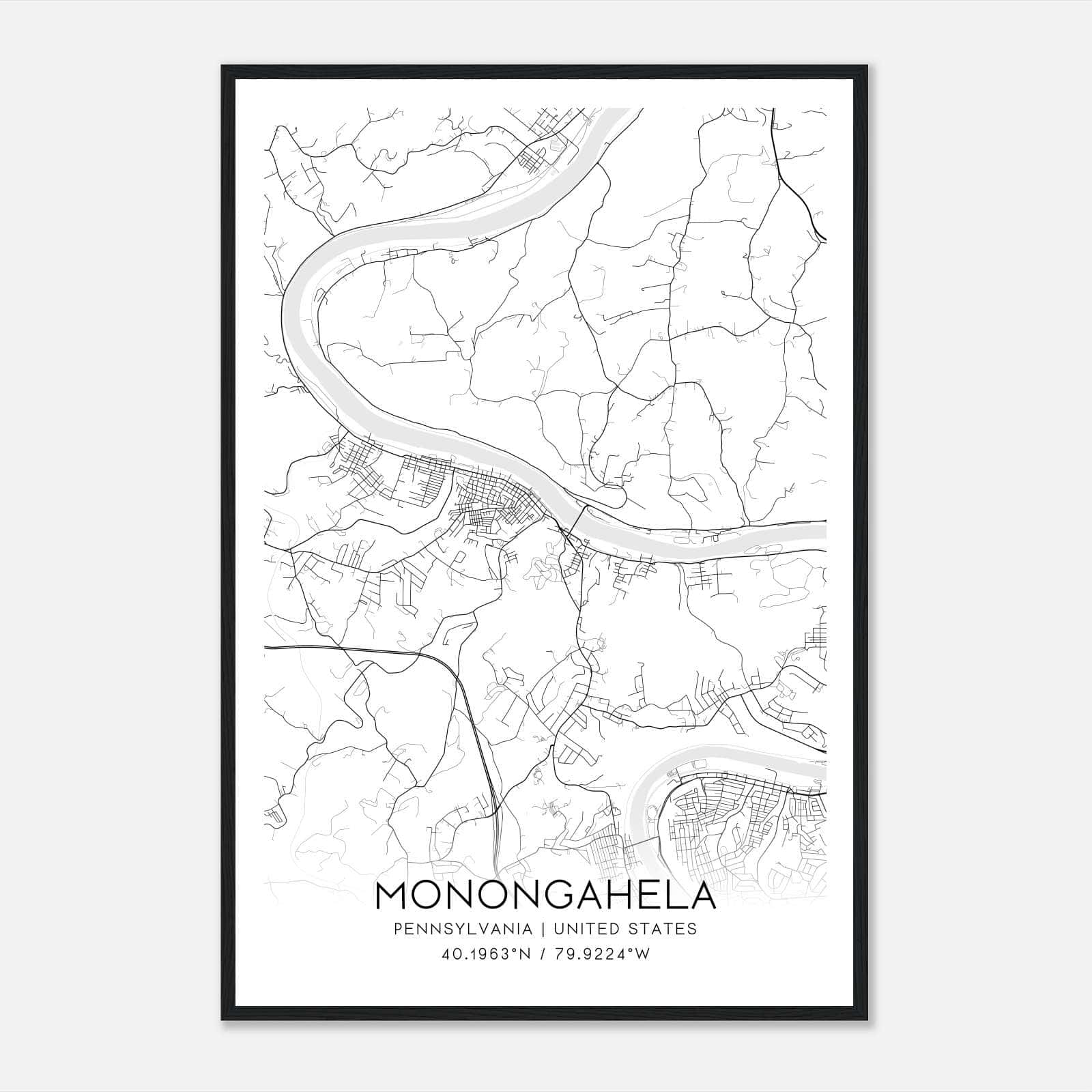 Monongahela Pennsylvania Map Poster, Modern Home Decor Wall Art Print Monongahela Pennsylvania Map Poster, Modern Home Decor Wall Art Print