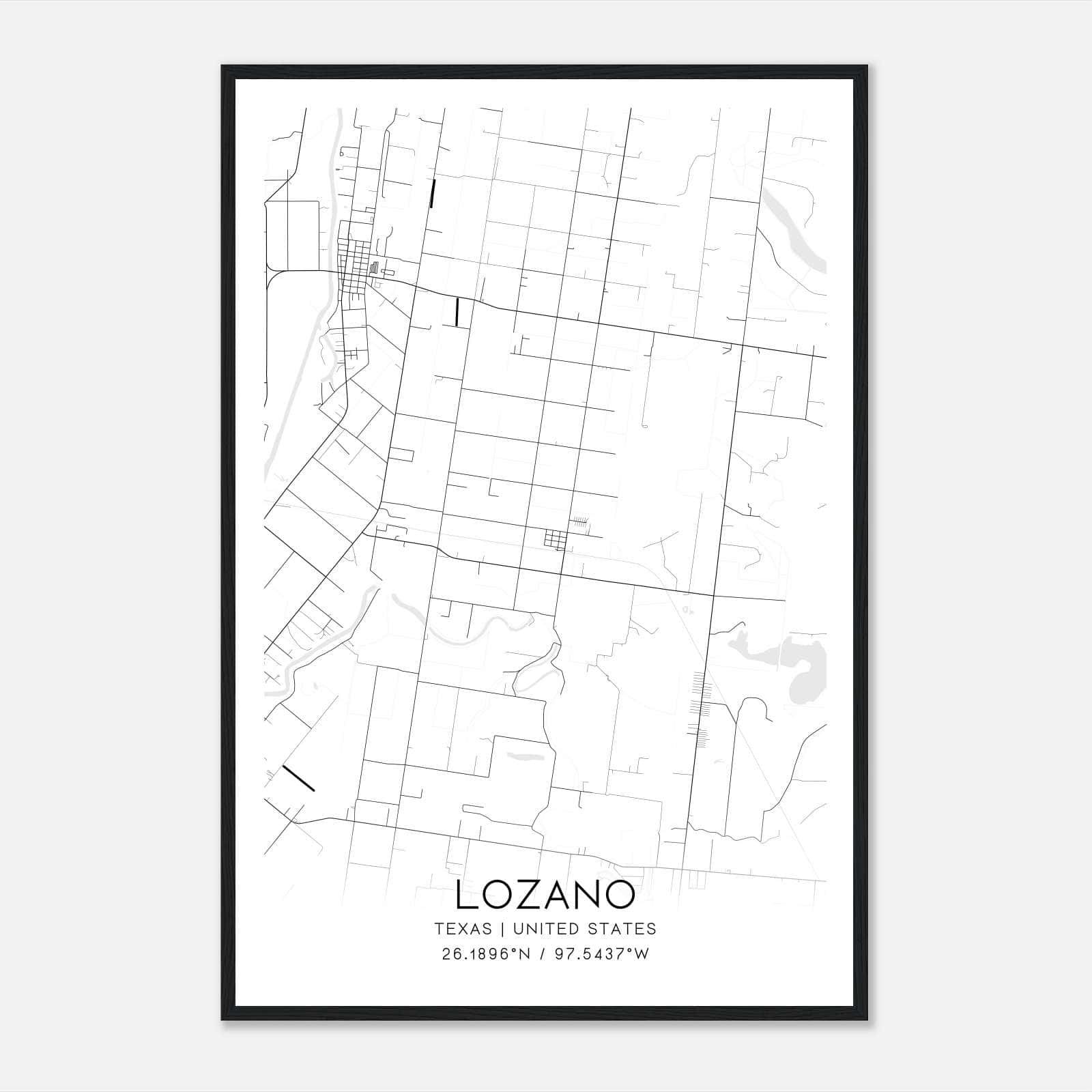 Lozano Texas Map Poster, Modern Home Decor Wall Art Print Lozano Texas Map Poster, Modern Home Decor Wall Art Print