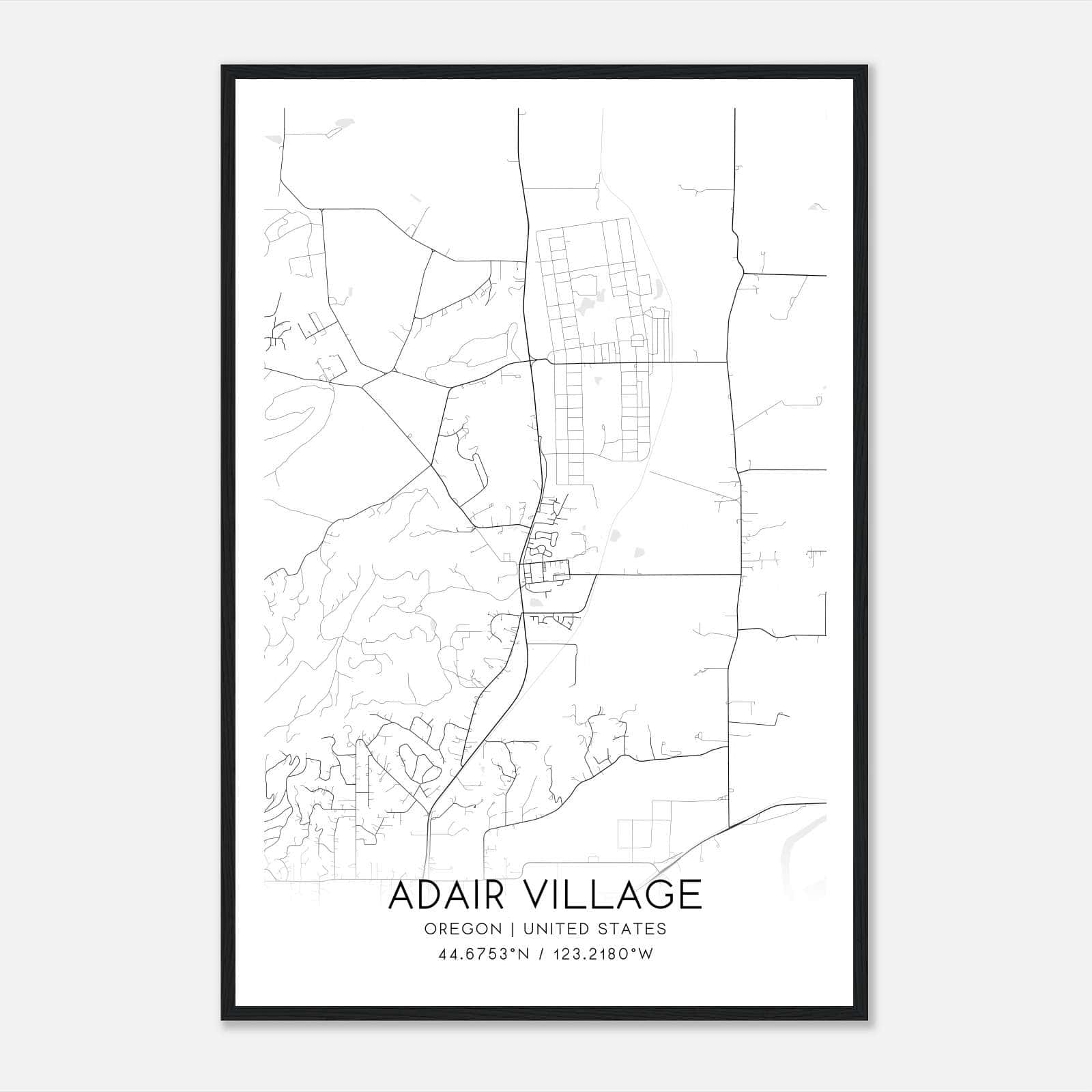 Adair Village Oregon Map Poster, Modern Home Decor Wall Art Print