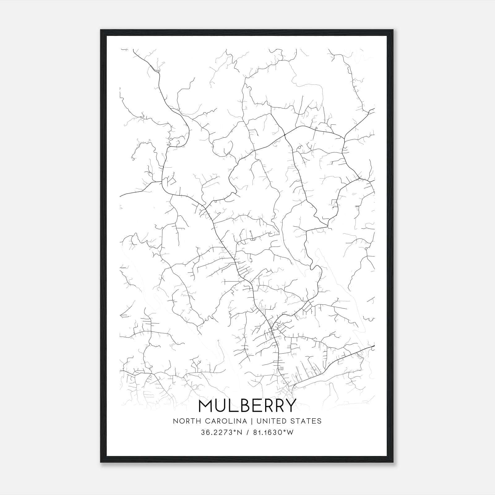 Mulberry North Carolina Map Poster, Modern Home Decor Wall Art Print Mulberry North Carolina Map Poster, Modern Home Decor Wall Art Print