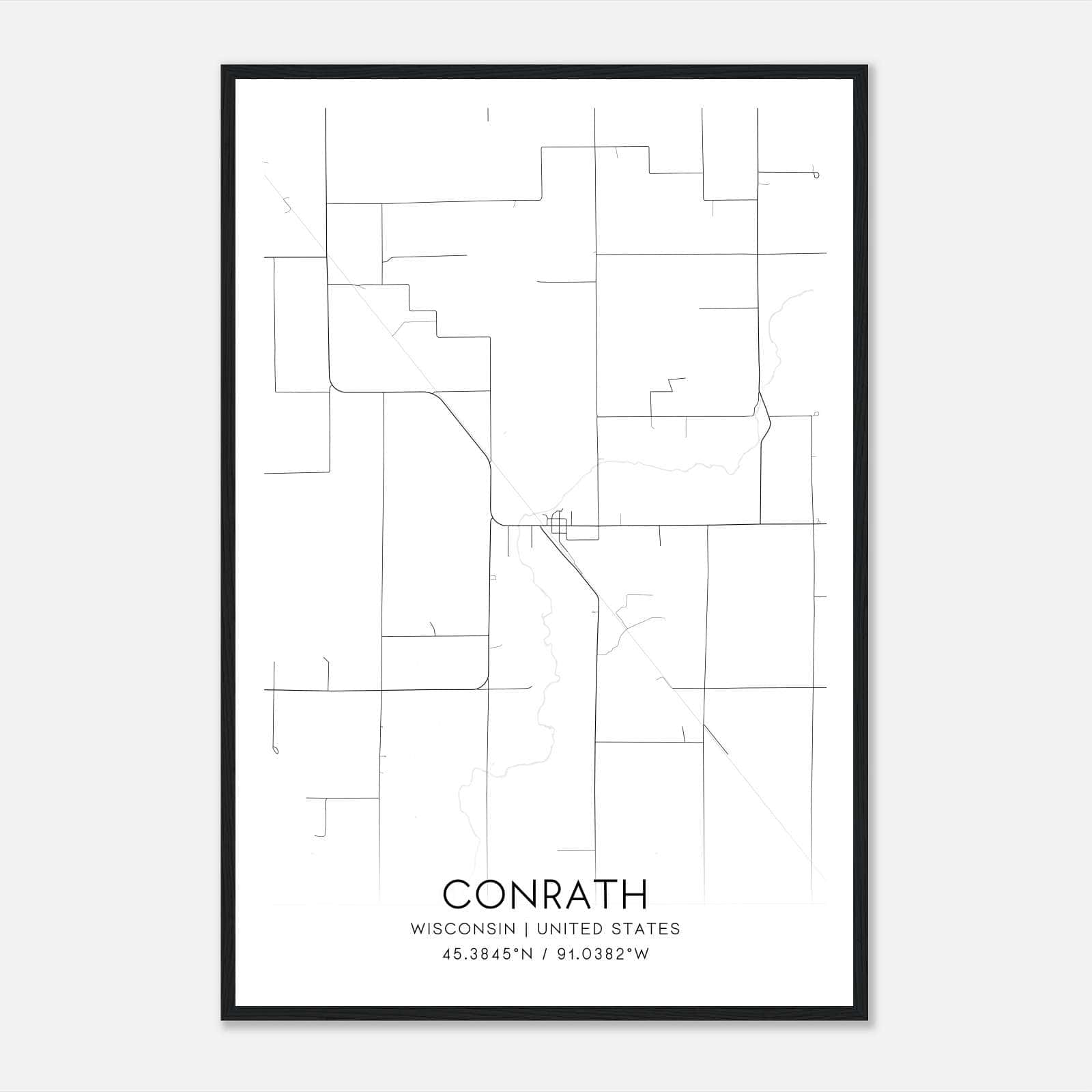 Conrath Wisconsin Map Poster, Modern Home Decor Wall Art Print Conrath Wisconsin Map Poster, Modern Home Decor Wall Art Print