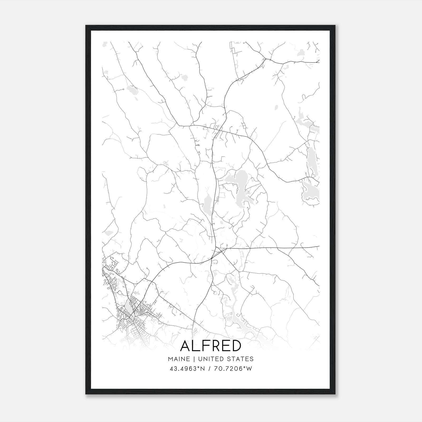 Alfred Maine Map Poster, Modern Home Decor Wall Art Print Alfred Maine Map Poster, Modern Home Decor Wall Art Print