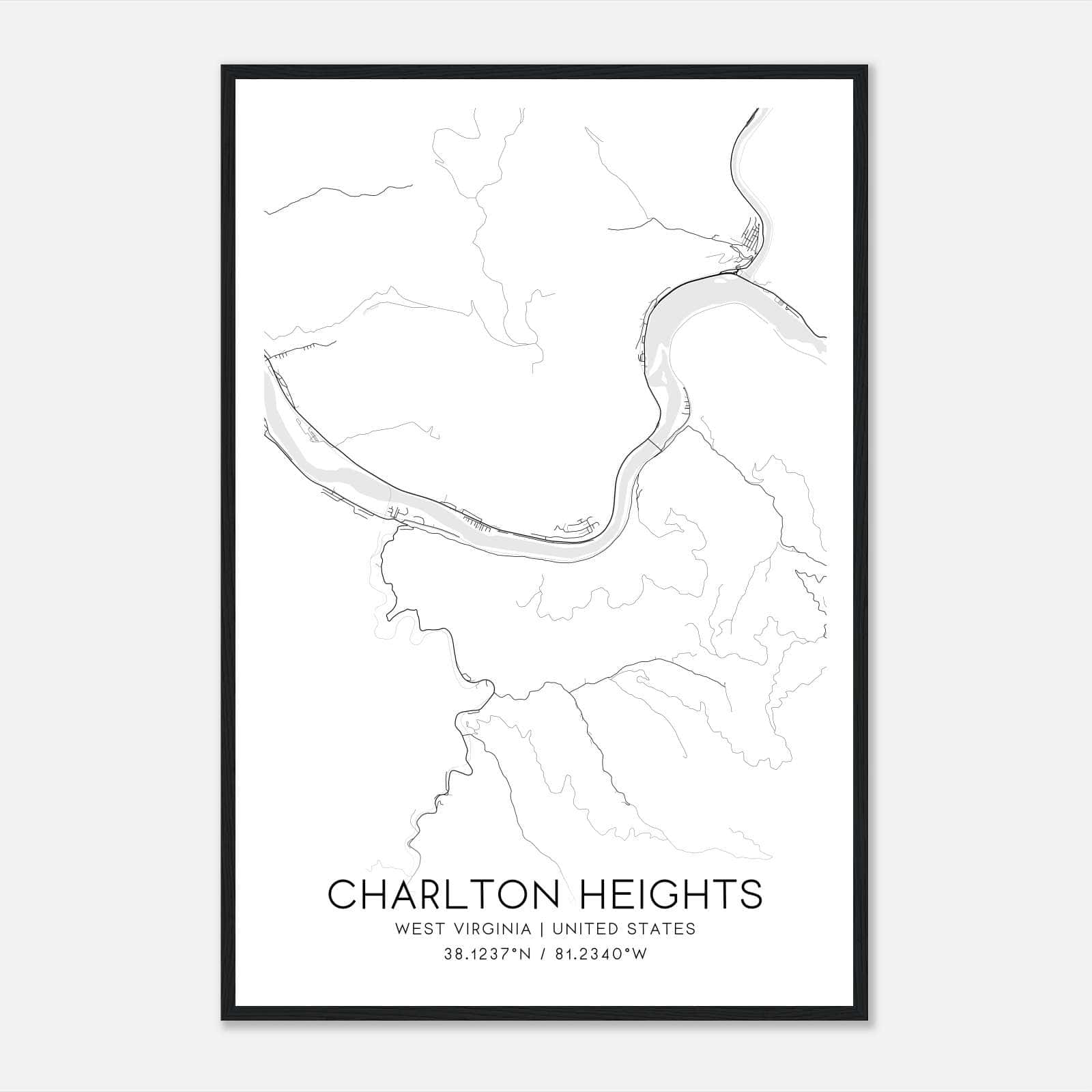 Charlton Heights West Virginia Map Poster, Modern Home Decor Wall Art Print Charlton Heights West Virginia Map Poster, Modern Home Decor Wall Art Print