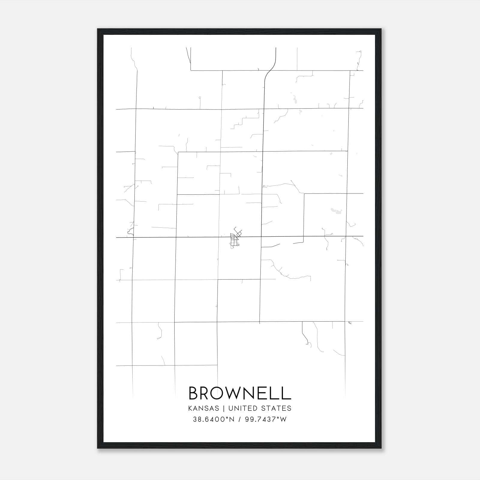 Brownell Kansas Map Poster, Modern Home Decor Wall Art Print Brownell Kansas Map Poster, Modern Home Decor Wall Art Print