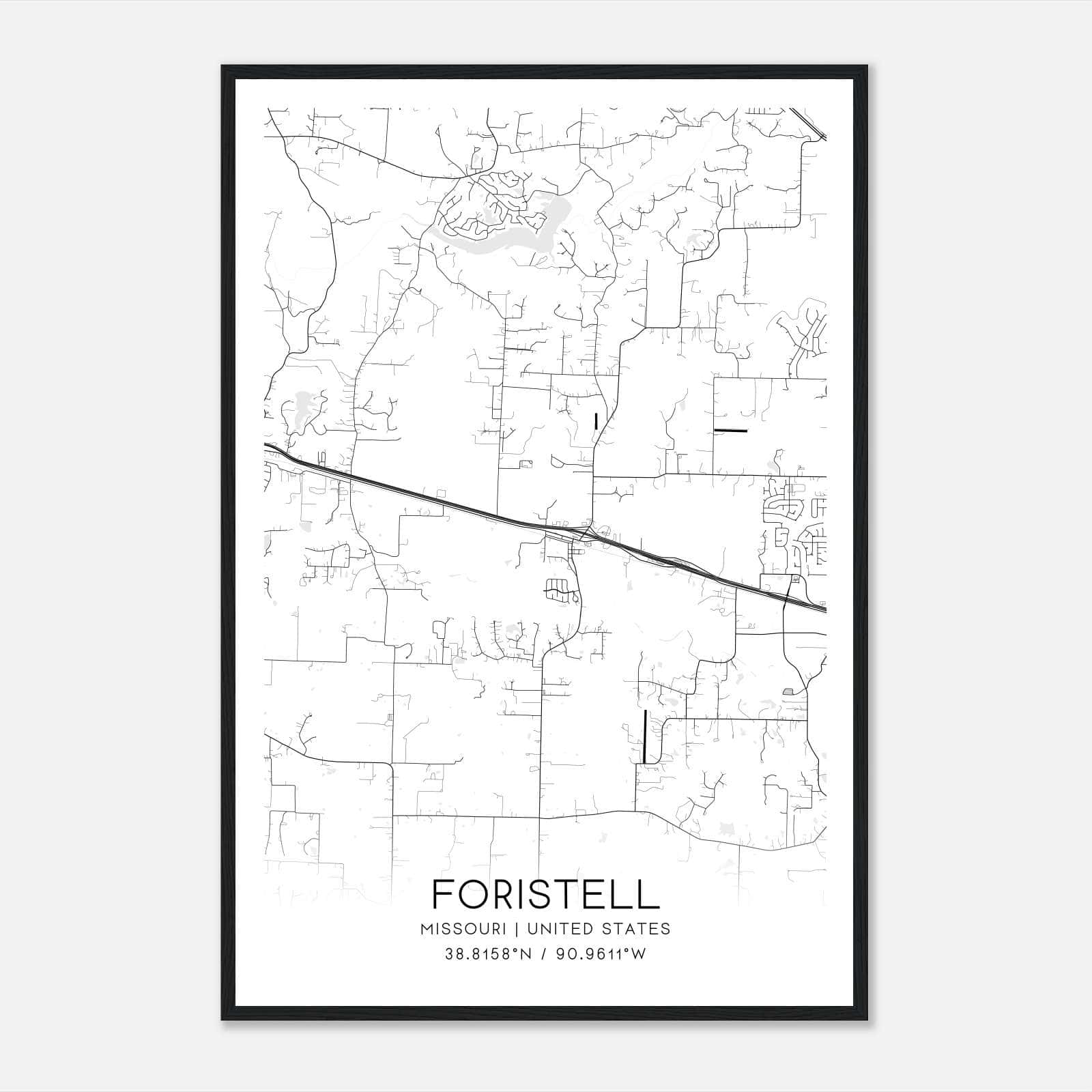 Foristell Missouri Map Poster, Modern Home Decor Wall Art Print Foristell Missouri Map Poster, Modern Home Decor Wall Art Print