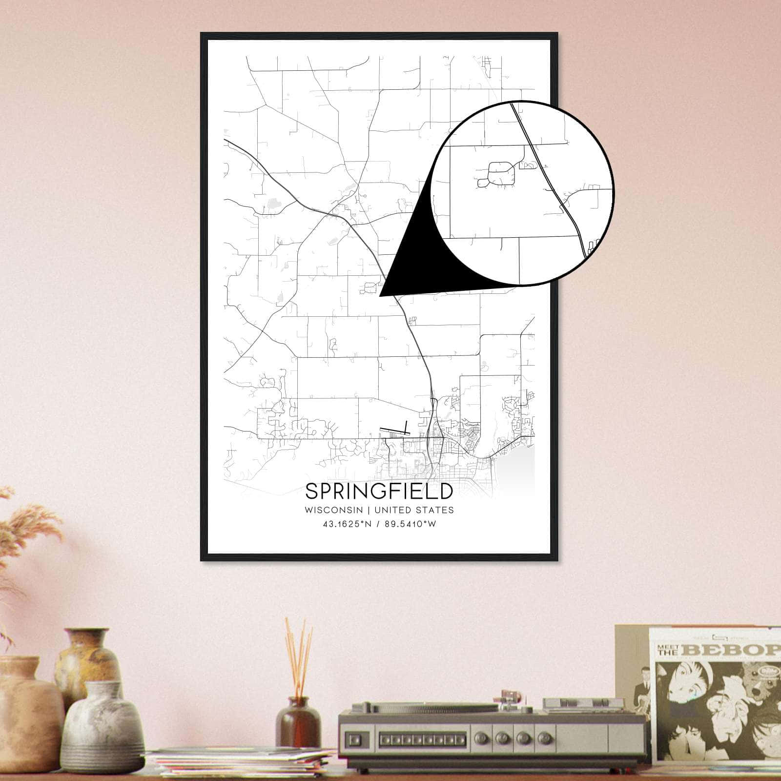 Deerfield Kansas Map Poster, Modern Home Decor Wall Art Print (Copy)