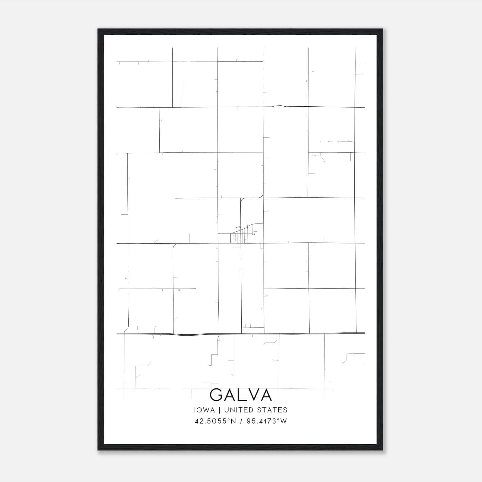 Galva Iowa Map Poster, Modern Home Decor Wall Art Print Galva Iowa Map Poster, Modern Home Decor Wall Art Print