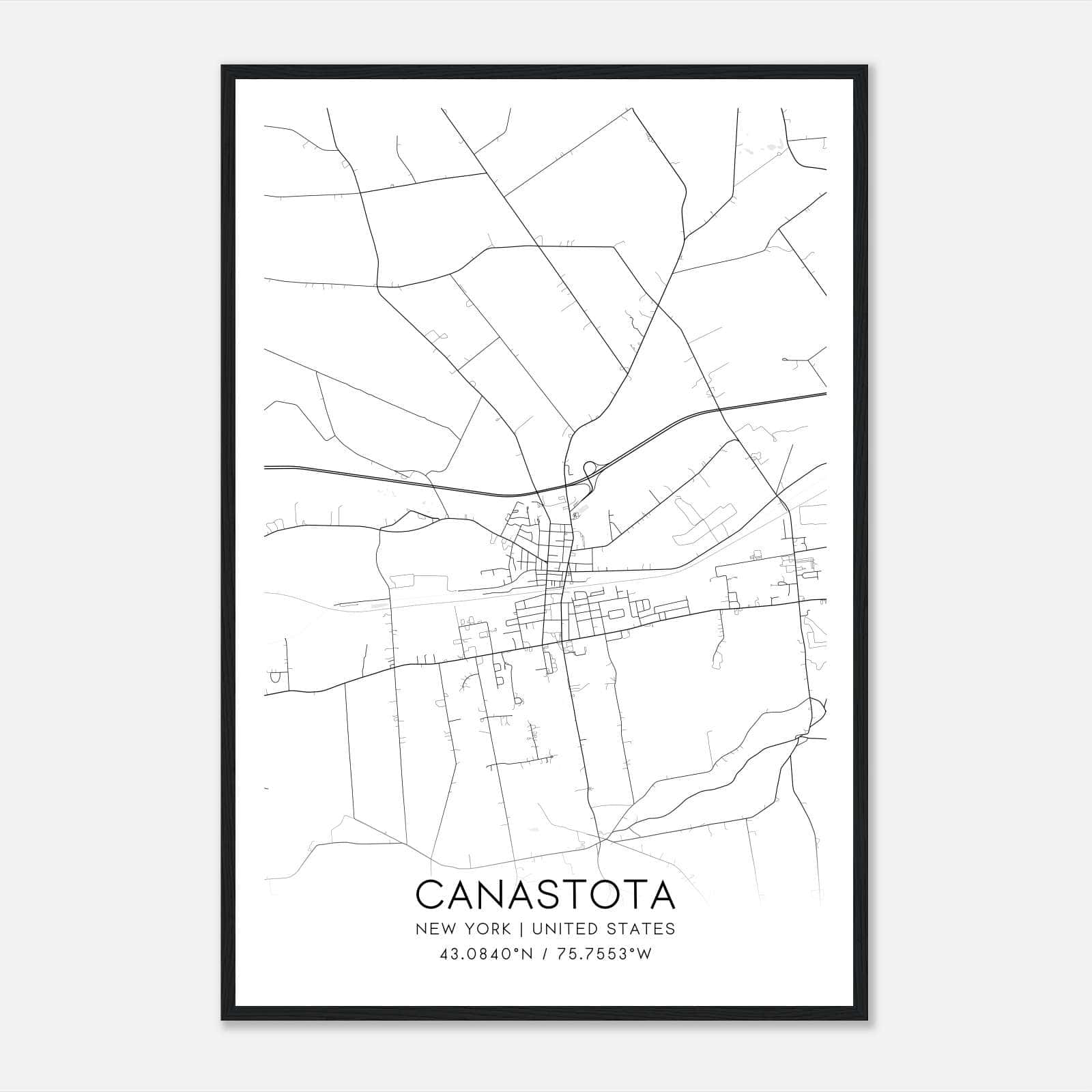 Canastota New York Map Poster, Modern Home Decor Wall Art Print Canastota New York Map Poster, Modern Home Decor Wall Art Print