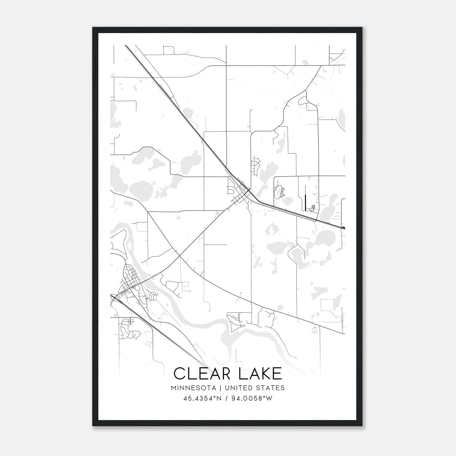 Clear Lake Minnesota Map Poster, Modern Home Decor Wall Art Print Clear Lake Minnesota Map Poster, Modern Home Decor Wall Art Print