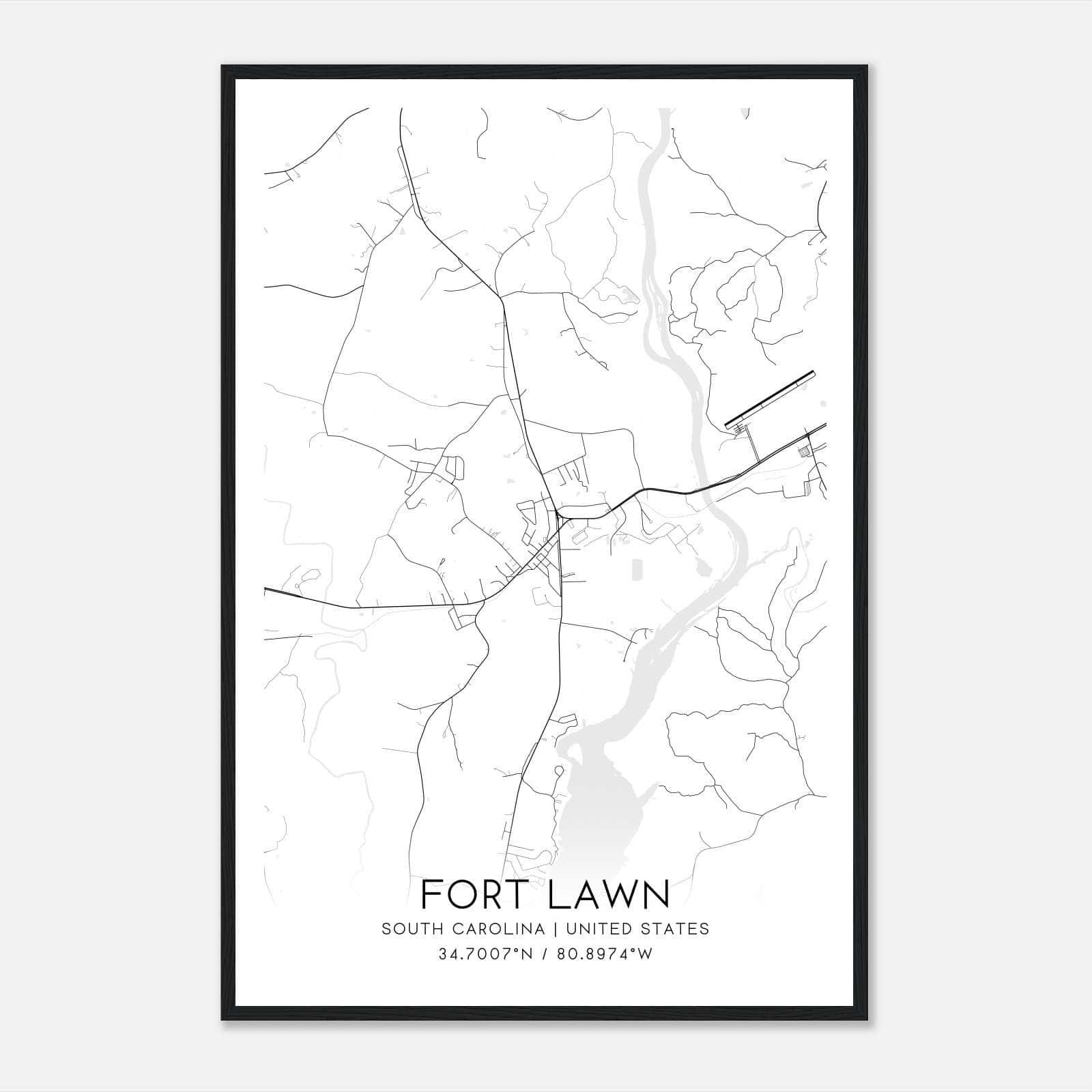 Fort Lawn South Carolina Map Poster, Modern Home Decor Wall Art Print Fort Lawn South Carolina Map Poster, Modern Home Decor Wall Art Print