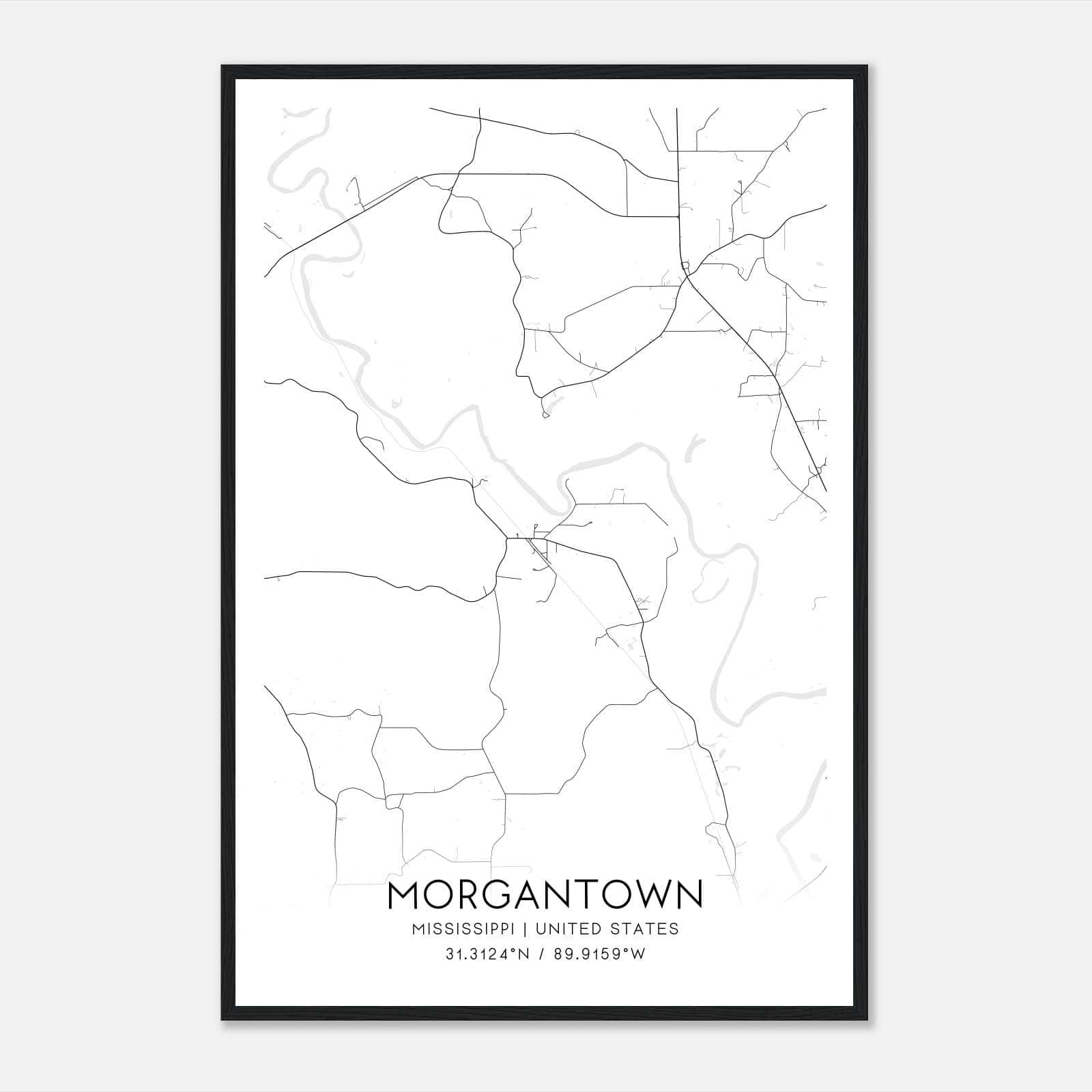 Morgantown Mississippi Map Poster, Modern Home Decor Wall Art Print Morgantown Mississippi Map Poster, Modern Home Decor Wall Art Print