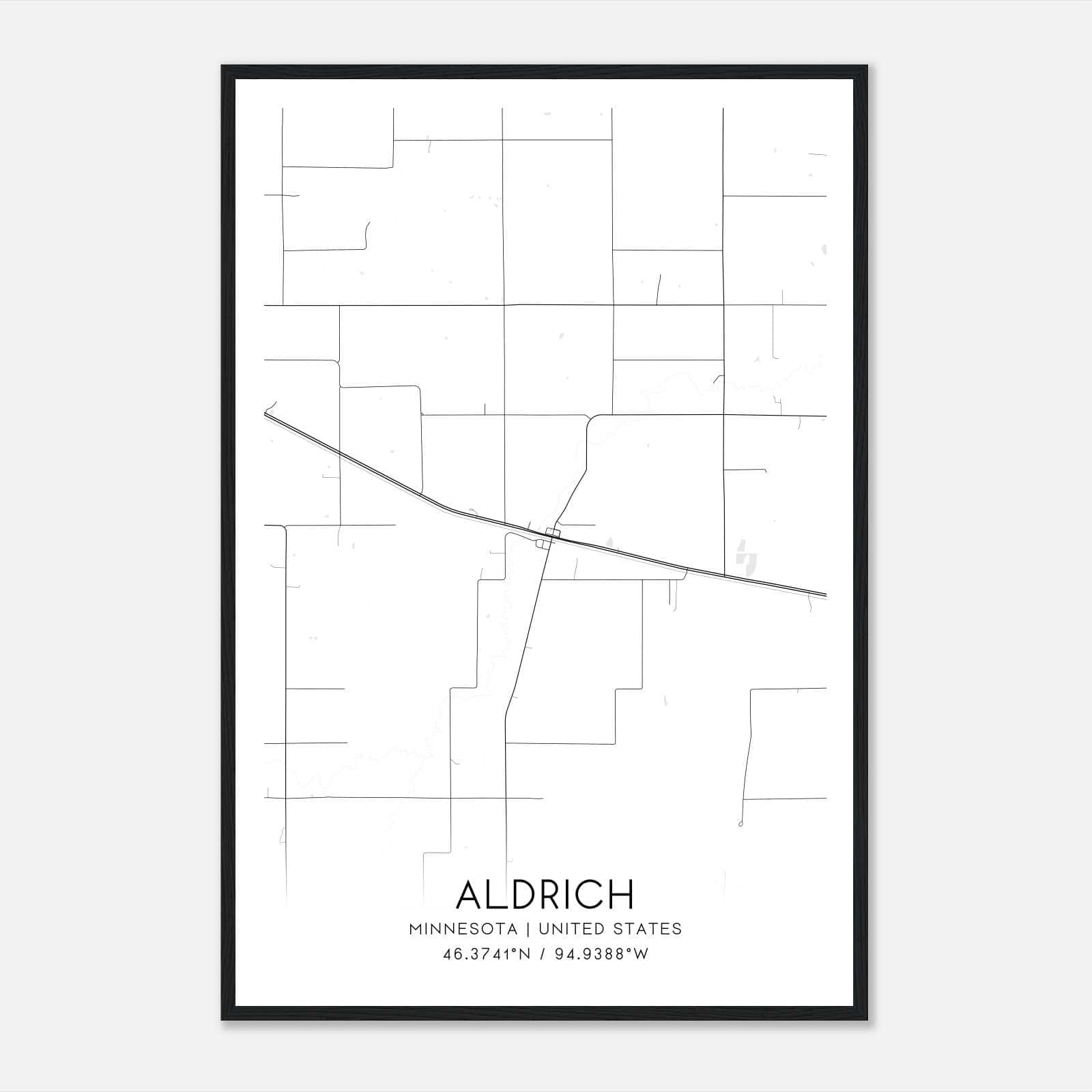 Aldrich Minnesota Map Poster, Modern Home Decor Wall Art Print Aldrich Minnesota Map Poster, Modern Home Decor Wall Art Print
