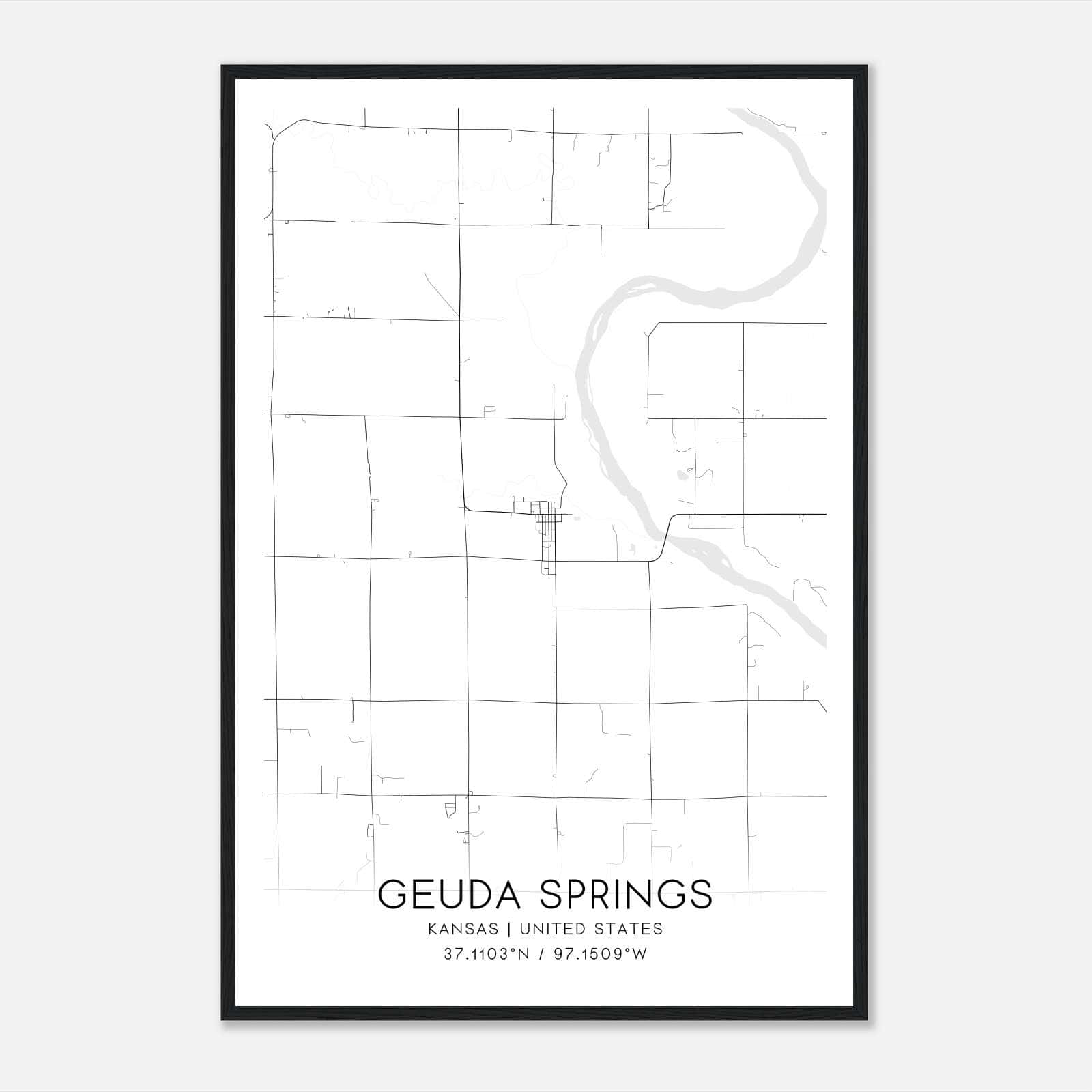Geuda Springs Kansas Map Poster, Modern Home Decor Wall Art Print Geuda Springs Kansas Map Poster, Modern Home Decor Wall Art Print