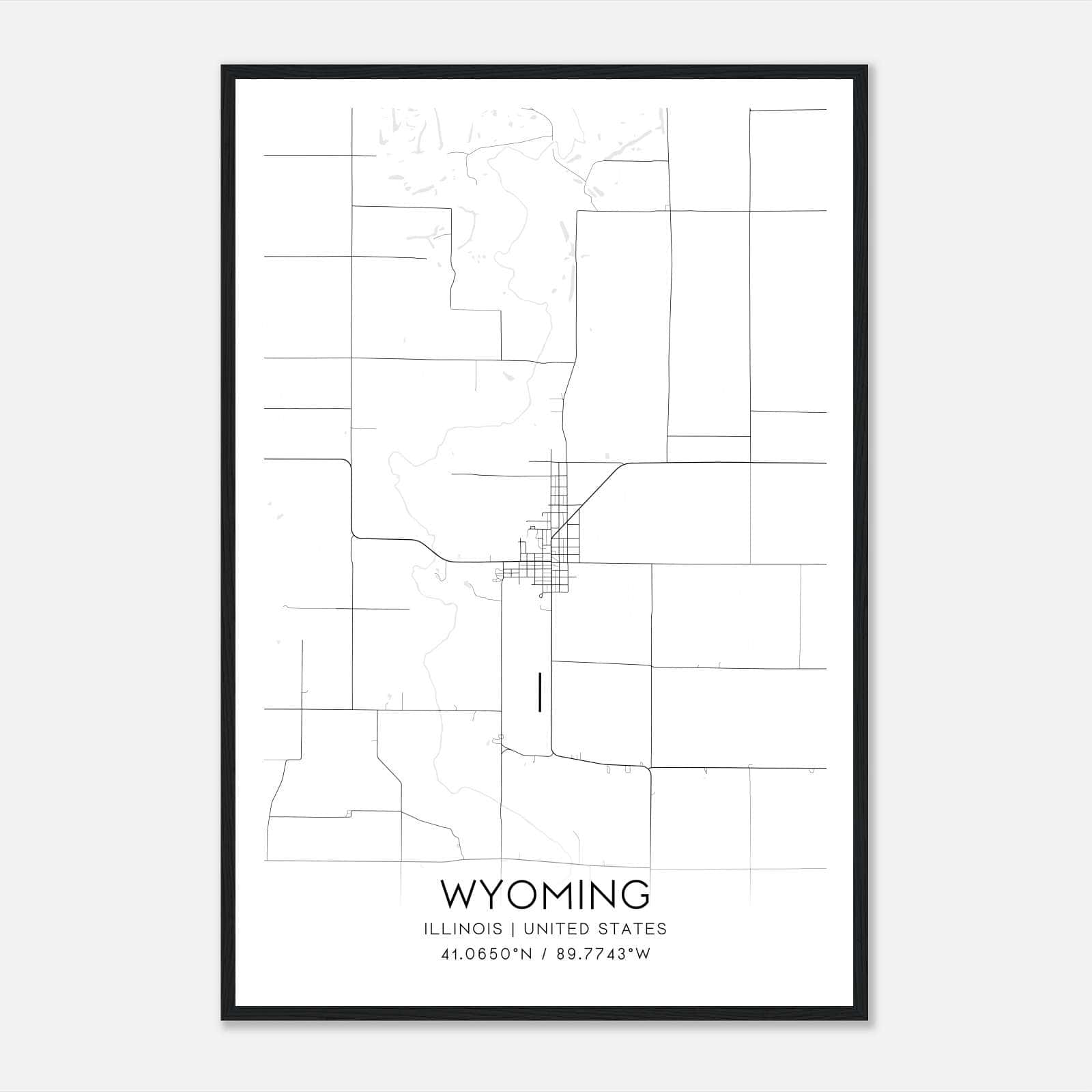 Wyoming Illinois Map Poster, Modern Home Decor Wall Art Print Wyoming Illinois Map Poster, Modern Home Decor Wall Art Print