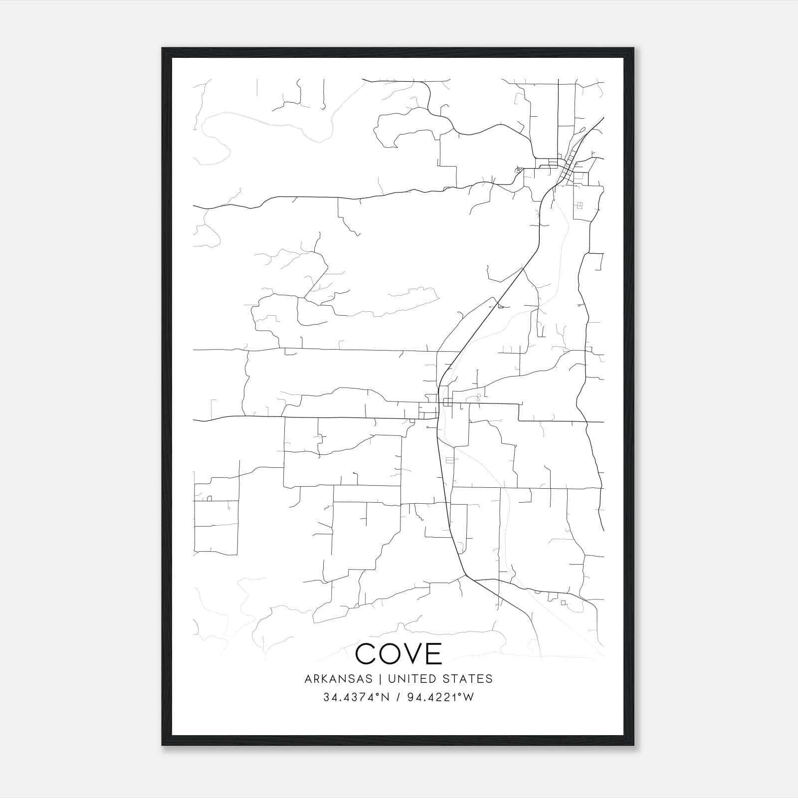 Cove Arkansas Map Poster, Modern Home Decor Wall Art Print Cove Arkansas Map Poster, Modern Home Decor Wall Art Print