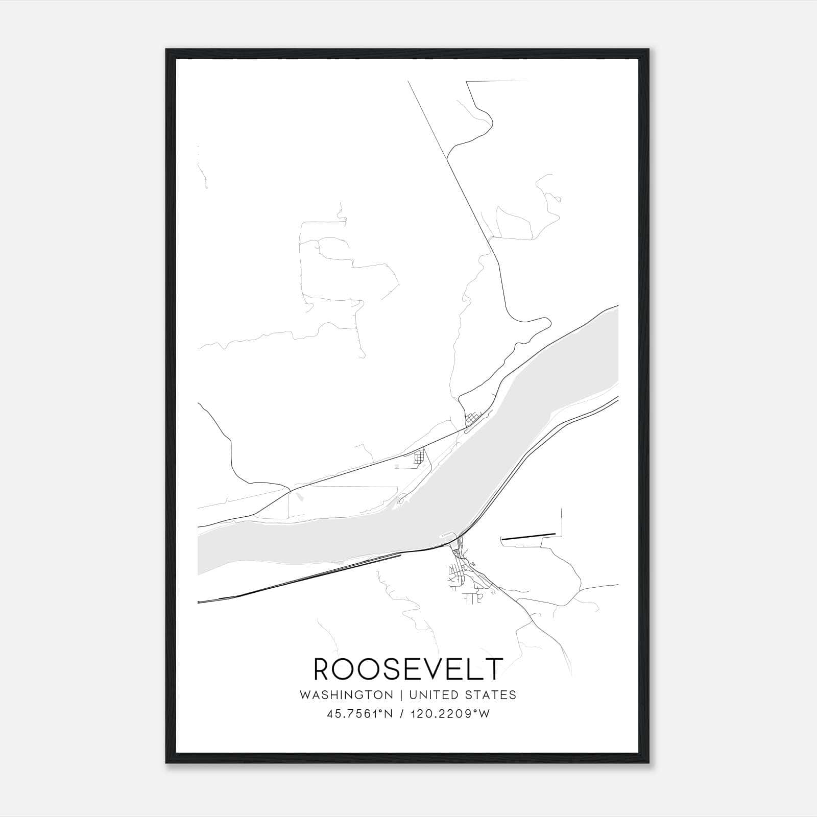 Roosevelt Washington Map Poster, Modern Home Decor Wall Art Print Roosevelt Washington Map Poster, Modern Home Decor Wall Art Print