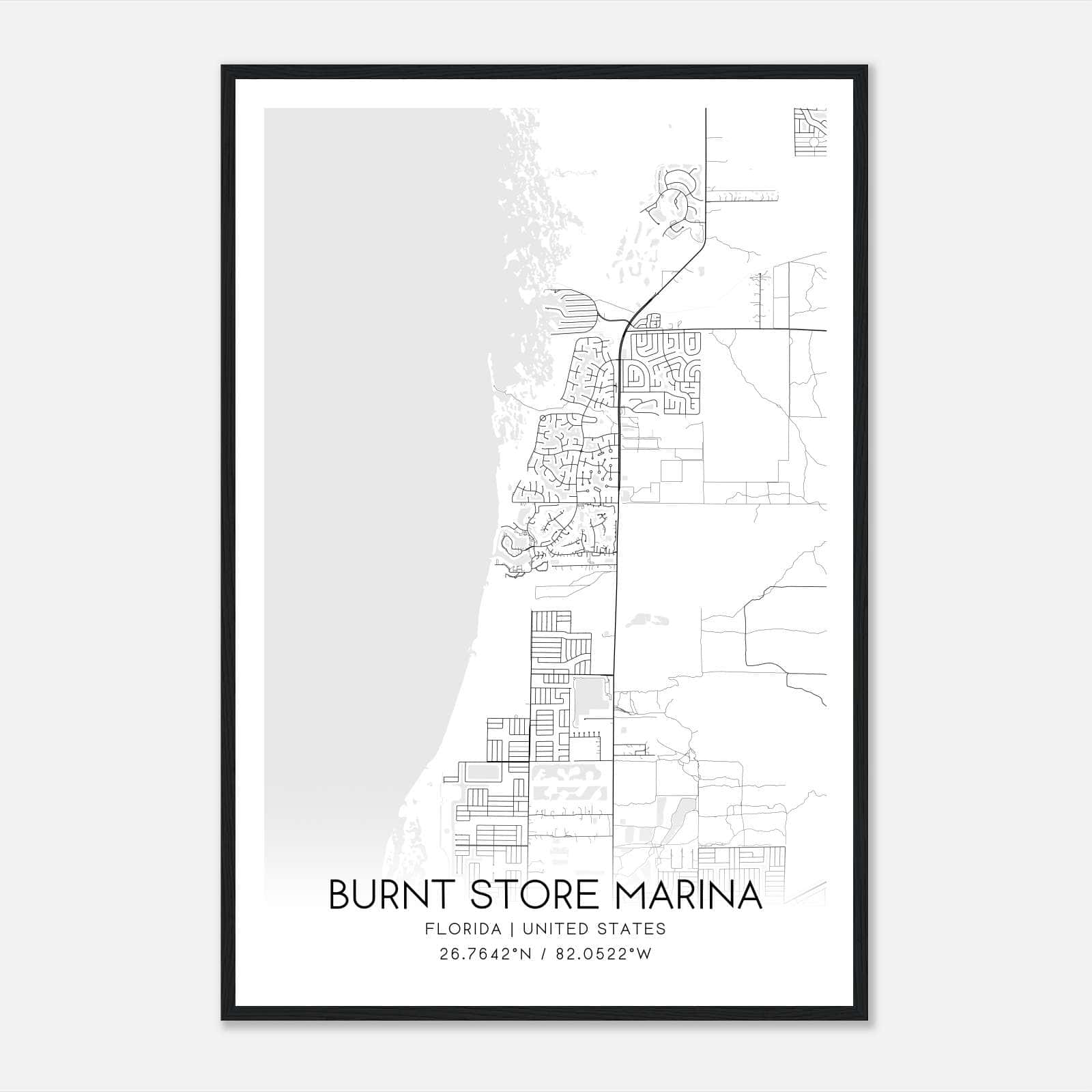 Burnt Store Marina Florida Map Poster, Modern Home Decor Wall Art Print Burnt Store Marina Florida Map Poster, Modern Home Decor Wall Art Print