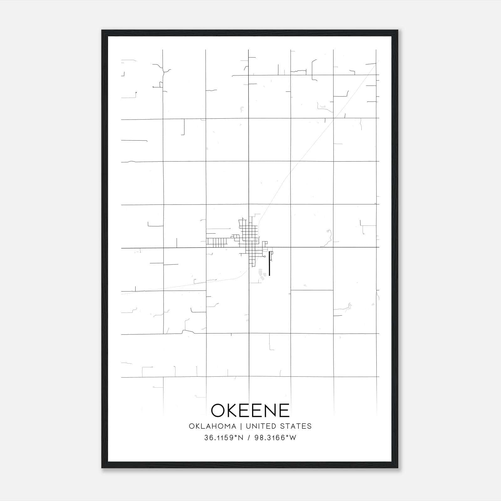 Okeene Oklahoma Map Poster, Modern Home Decor Wall Art Print Okeene Oklahoma Map Poster, Modern Home Decor Wall Art Print