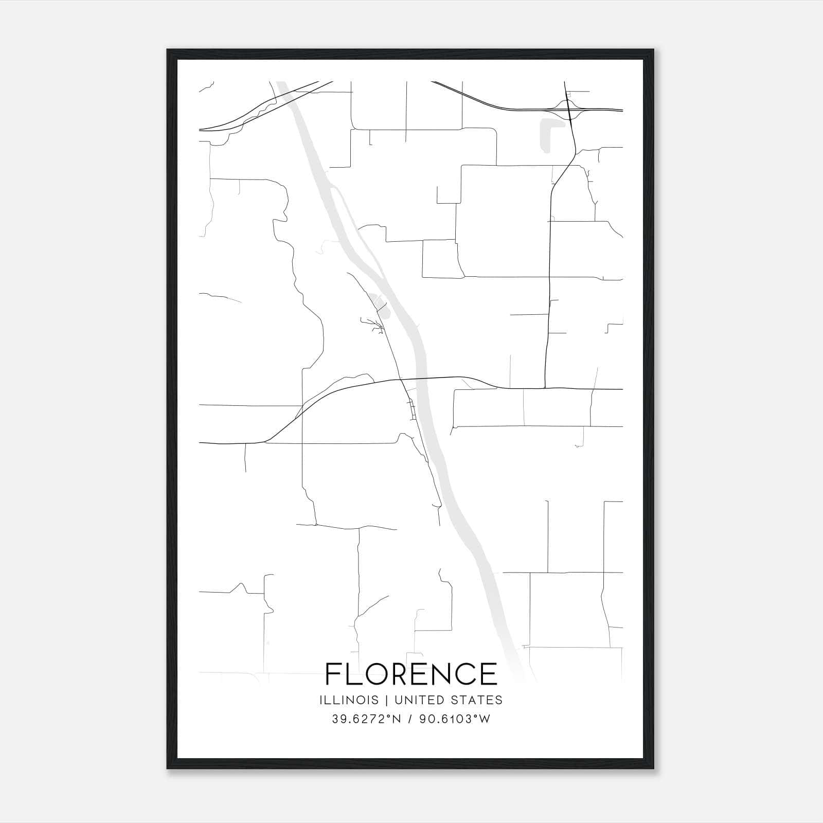 Florence Illinois Map Poster, Modern Home Decor Wall Art Print Florence Illinois Map Poster, Modern Home Decor Wall Art Print