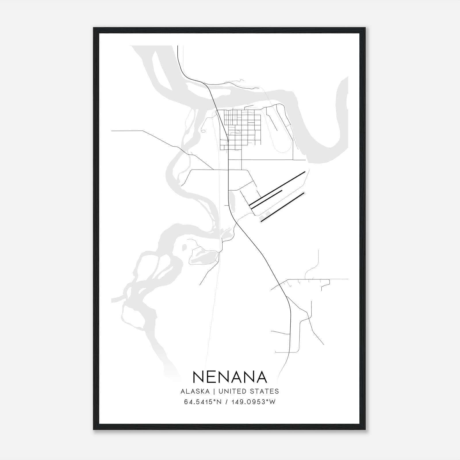 Nenana Alaska Map Poster, Modern Home Decor Wall Art Print Nenana Alaska Map Poster, Modern Home Decor Wall Art Print