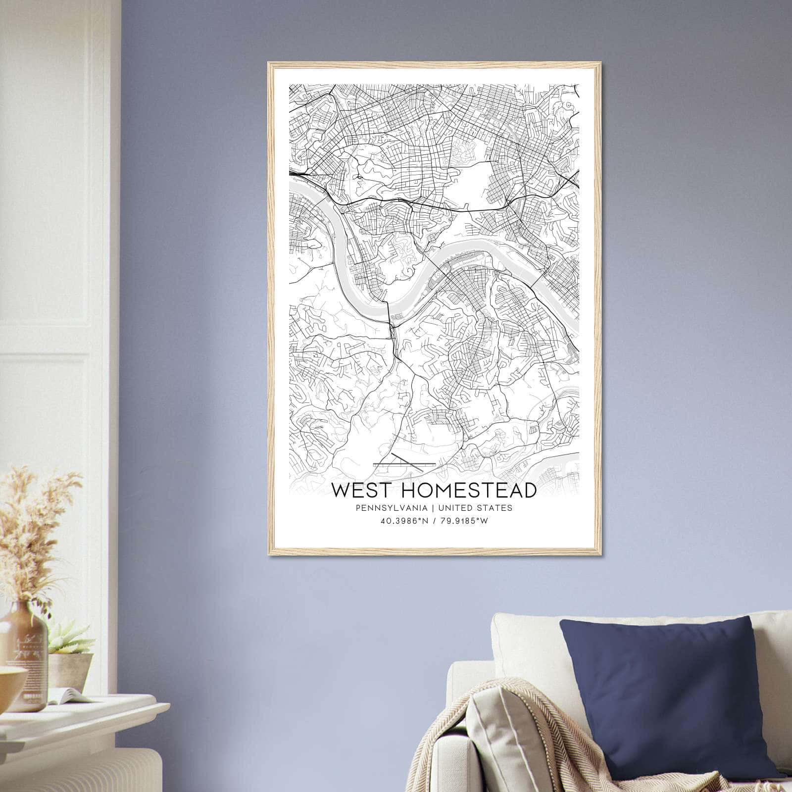 Deerfield Kansas Map Poster, Modern Home Decor Wall Art Print (Copy)