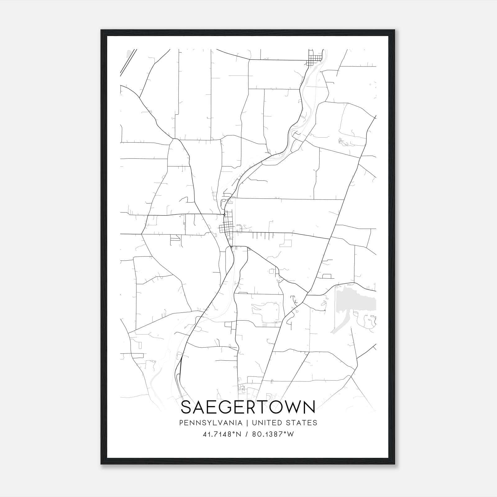 Saegertown Pennsylvania Map Poster, Modern Home Decor Wall Art Print Saegertown Pennsylvania Map Poster, Modern Home Decor Wall Art Print