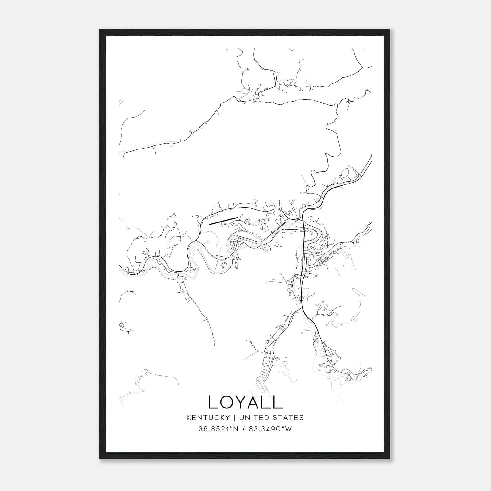 Loyall Kentucky Map Poster, Modern Home Decor Wall Art Print Loyall Kentucky Map Poster, Modern Home Decor Wall Art Print