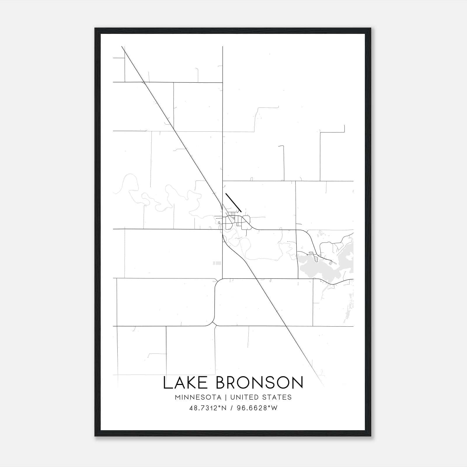 Lake Bronson Minnesota Map Poster, Modern Home Decor Wall Art Print Lake Bronson Minnesota Map Poster, Modern Home Decor Wall Art Print