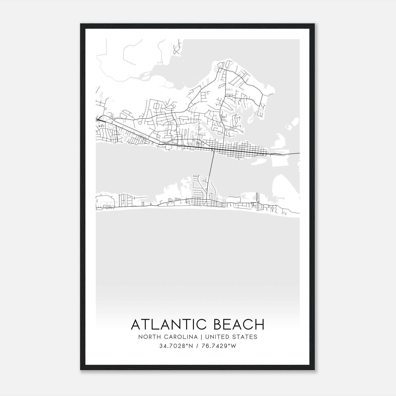 Atlantic Beach North Carolina Map Poster, Modern Home Decor Wall Art Print Atlantic Beach North Carolina Map Poster, Modern Home Decor Wall Art Print